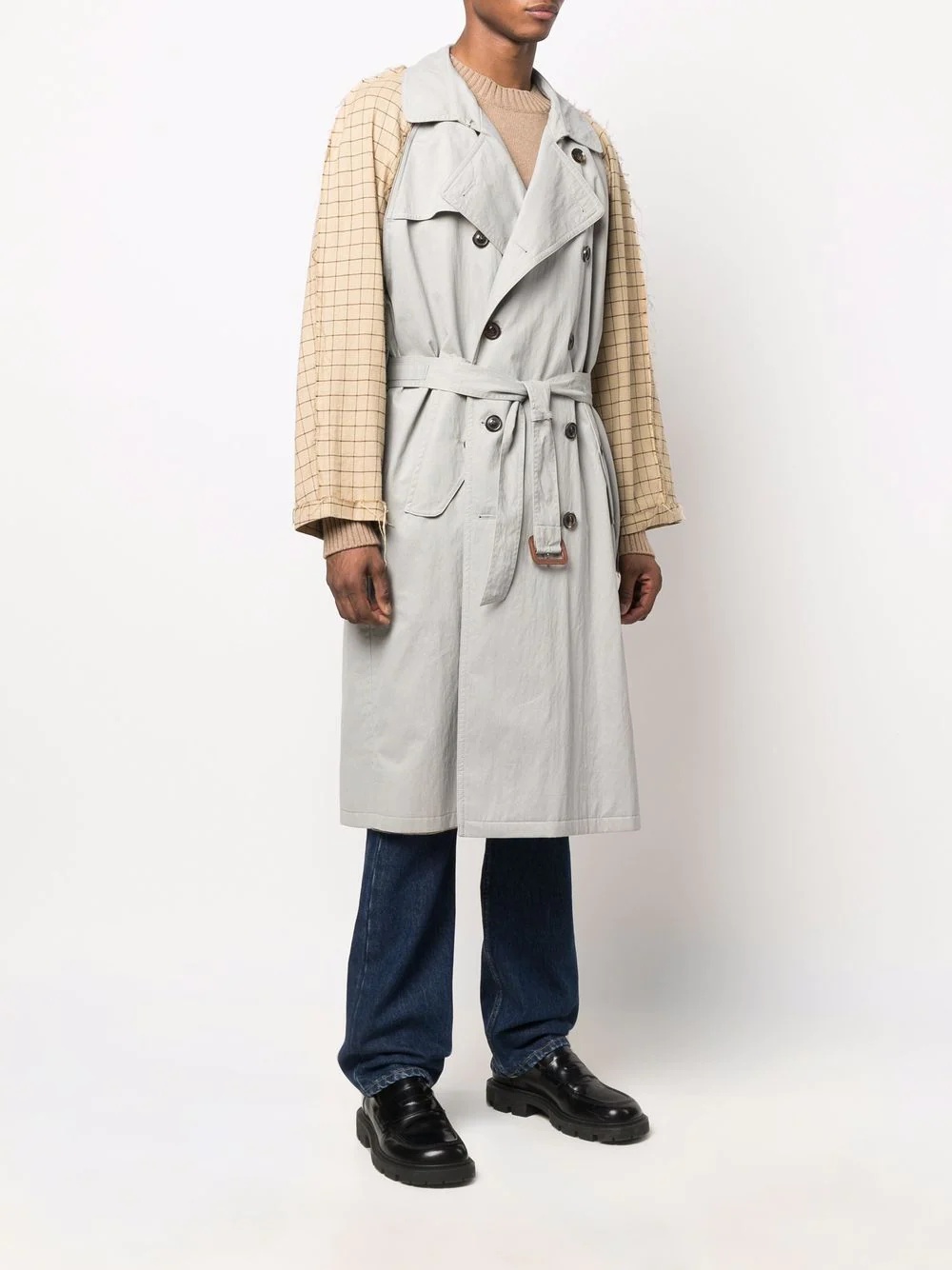 contrast panel trench coat - 3