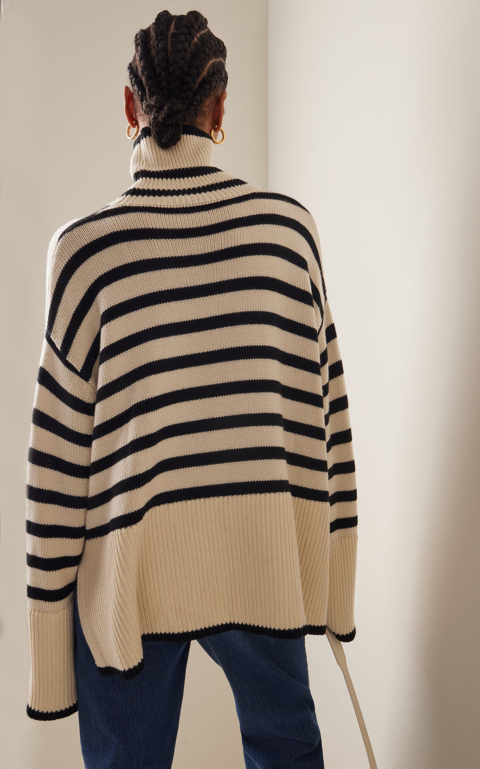 Signature Stripe Wool-Cotton Turtleneck Sweater neutral - 4