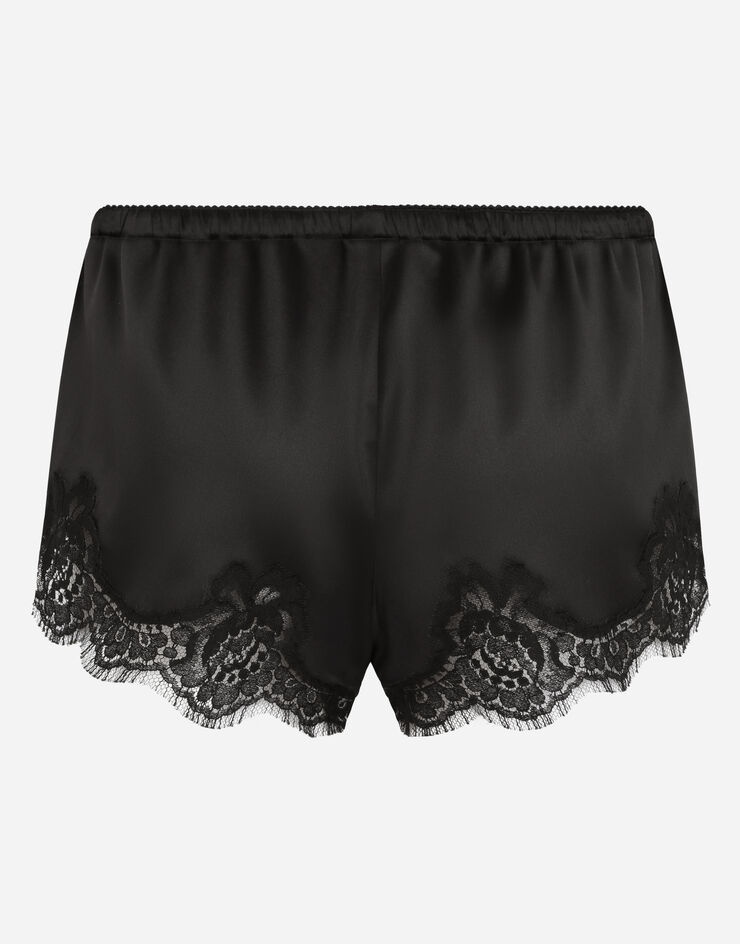 Satin lingerie shorts with lace detailing - 2