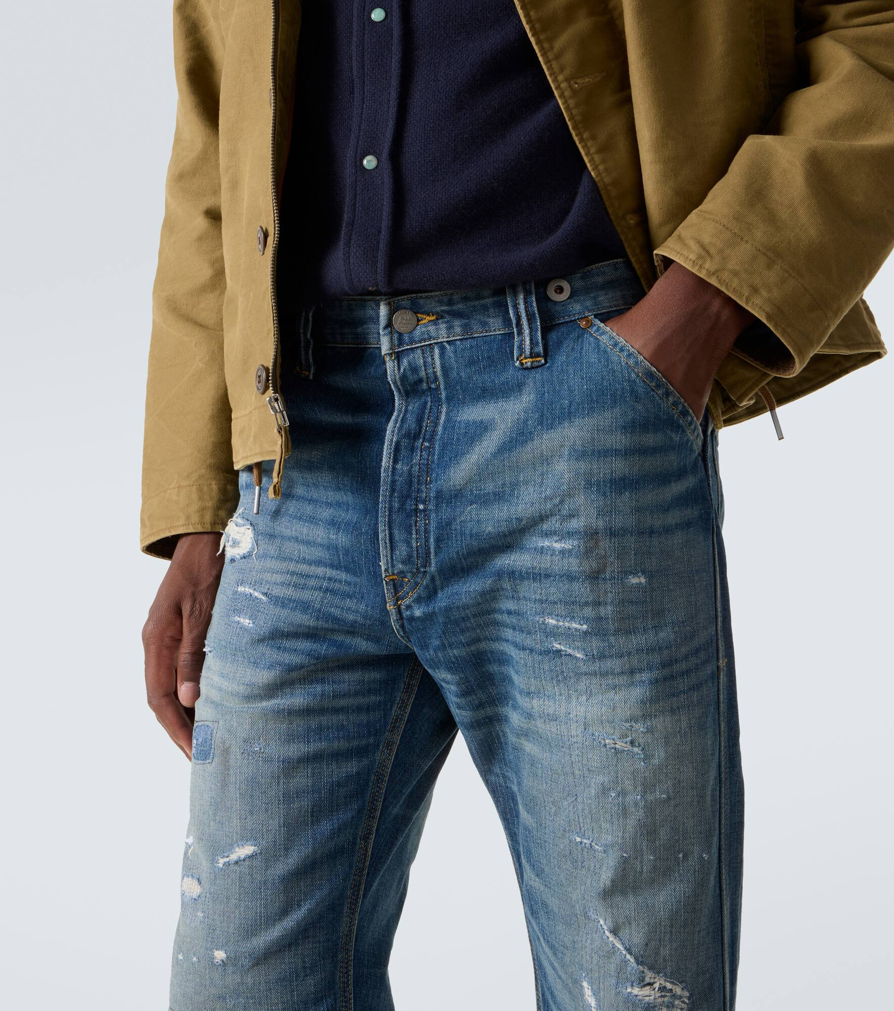 Distressed straight jeans - 5