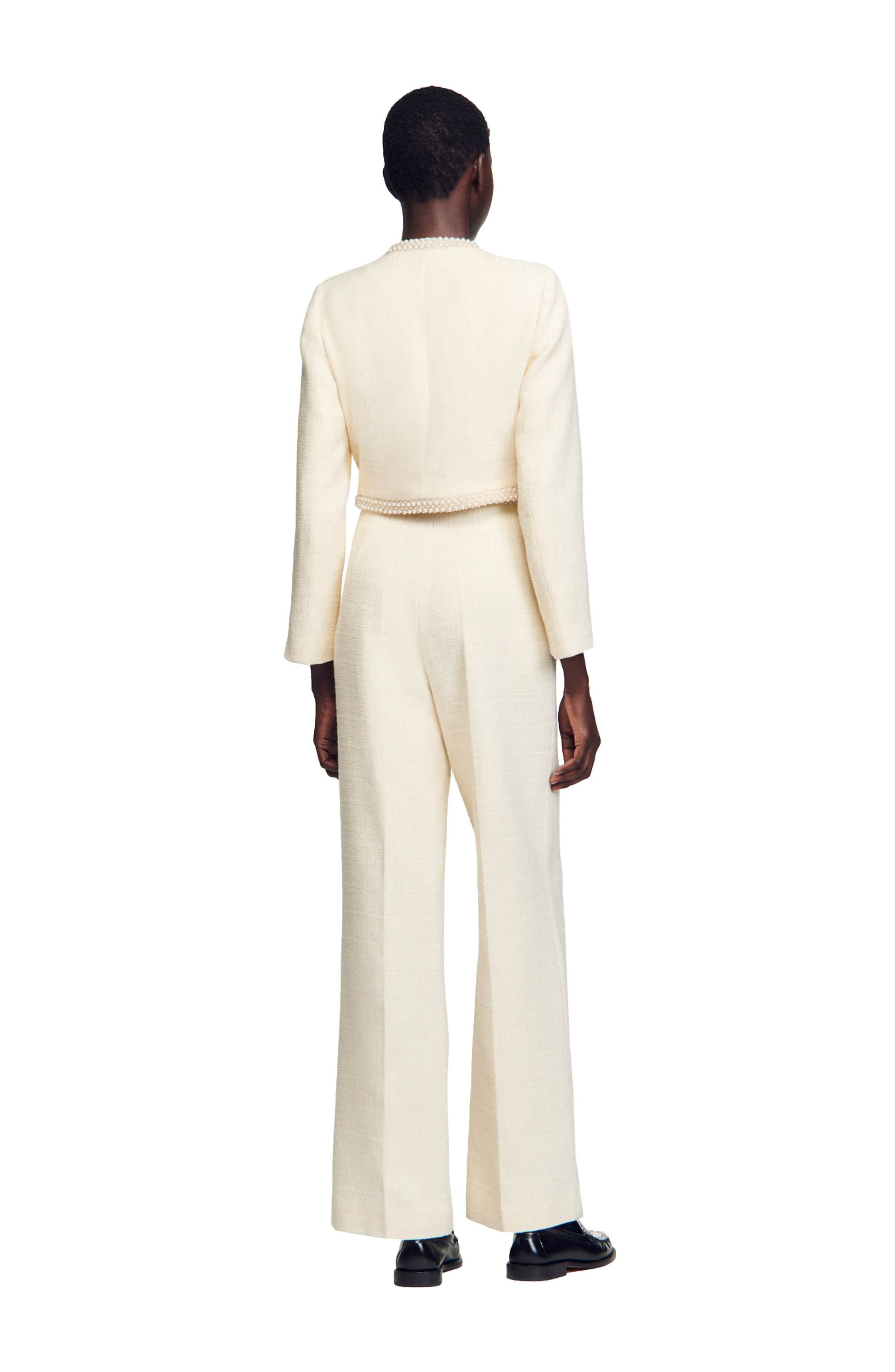 Vaye Embellished Wide Leg Tweed Pants - 2