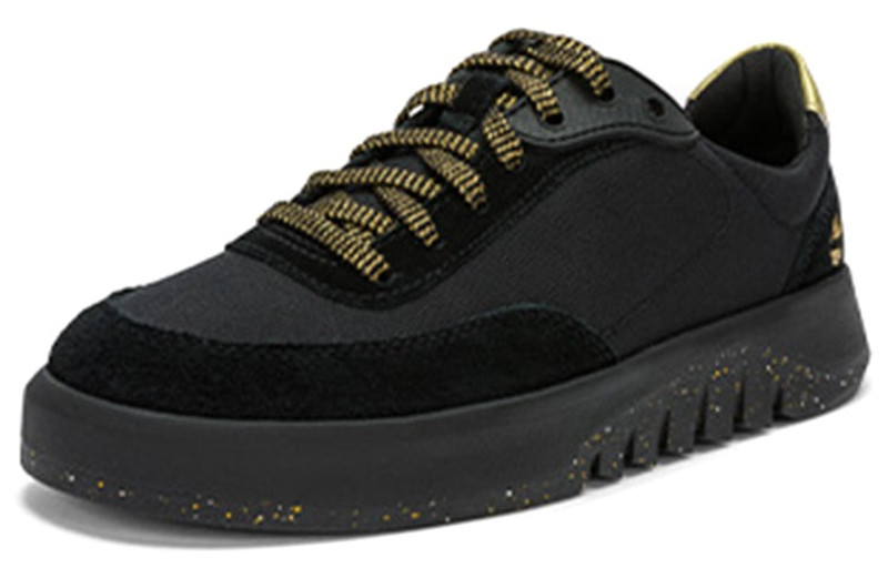 Timberland (WMNS) Timberland Supaway Leather and Fabric Oxford Trainers 'Black with Gold' A5RQZW outlook