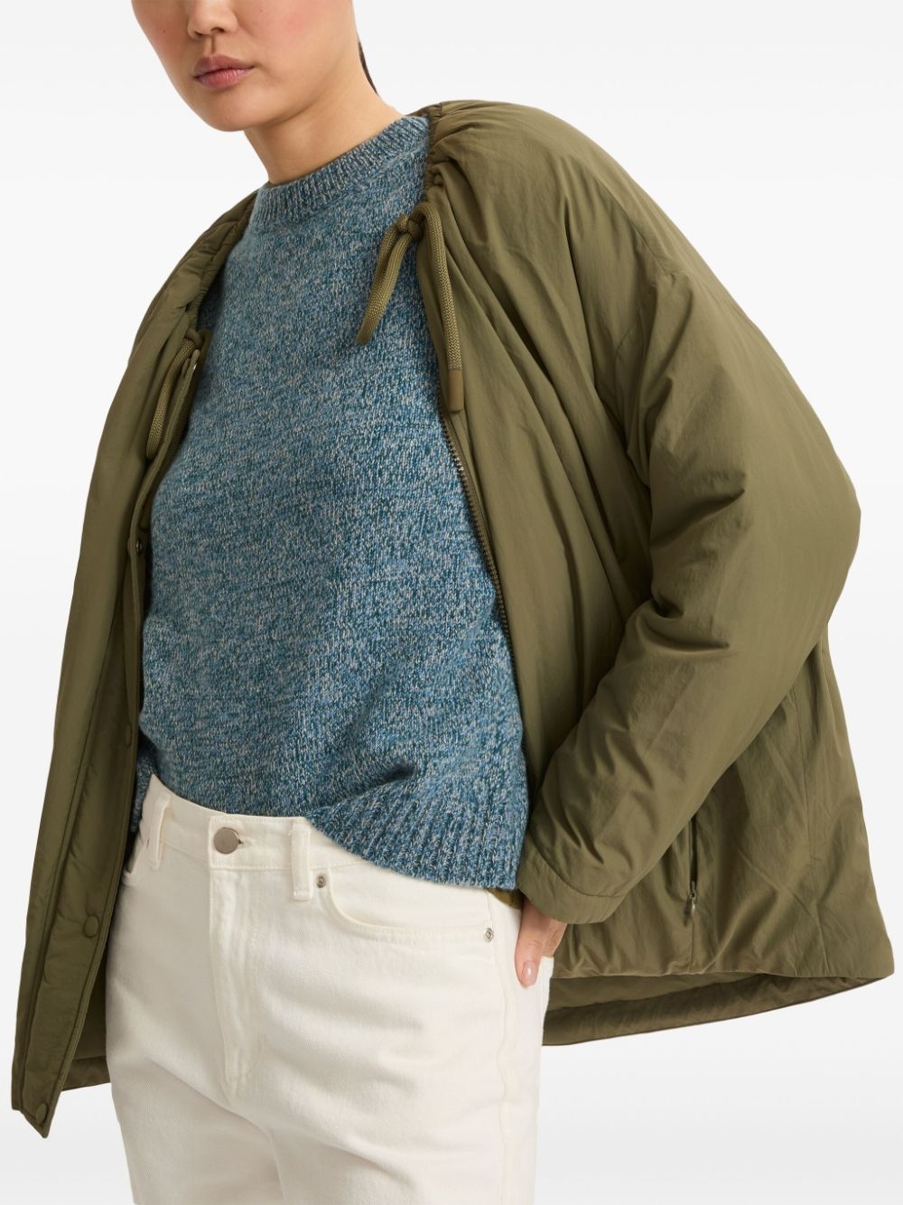 drawstring-neck down jacket - 4