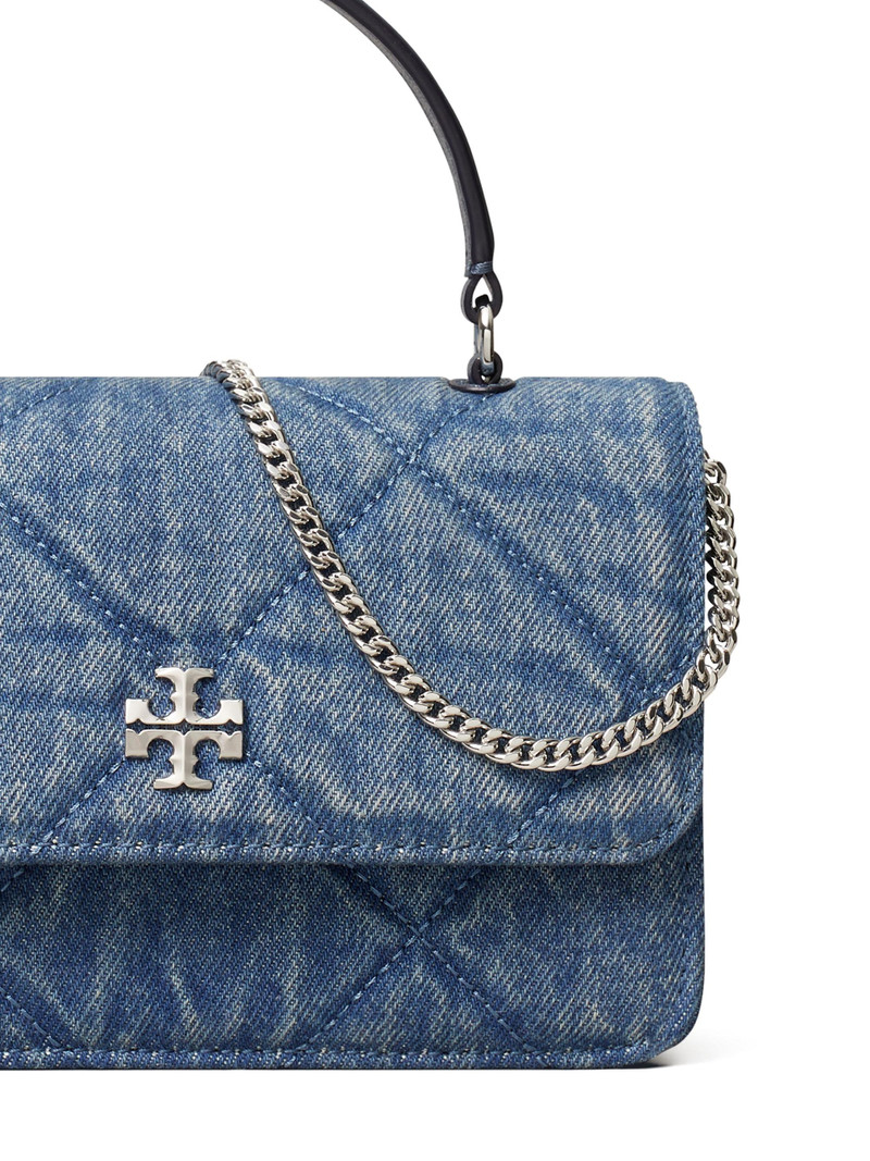 Women's Kira Mini Diamond-Quilted Denim Top Handle Bag - Blue 6