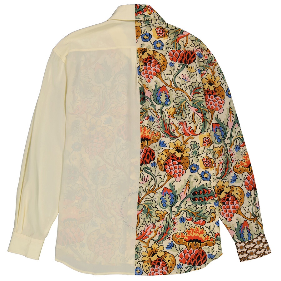 Burberry Ladies Vanilla Juliette Floral-print Paneled Silk Oversized Shirt - 2