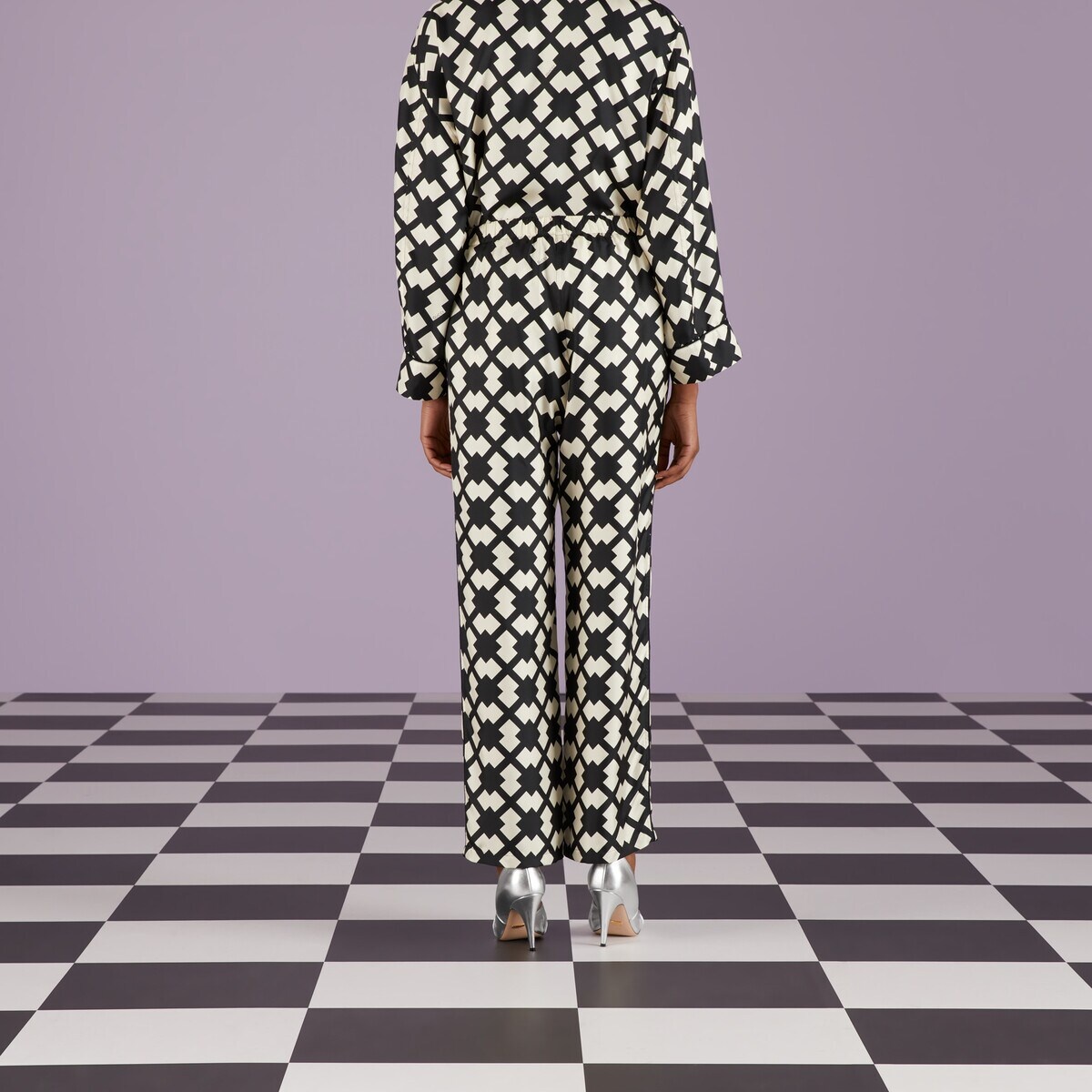 Rhombus tile silk pant - 6