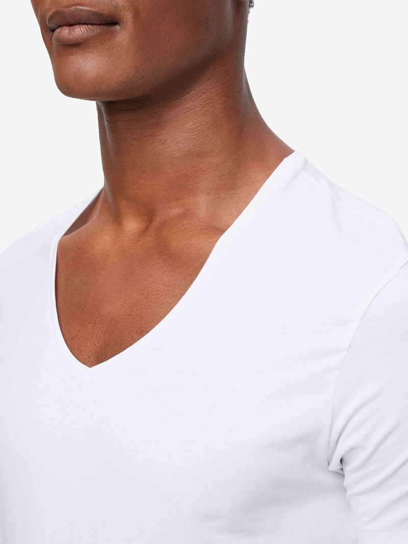 Men's Underwear V-Neck T-Shirt Jack Pima Cotton Stretch White - 6
