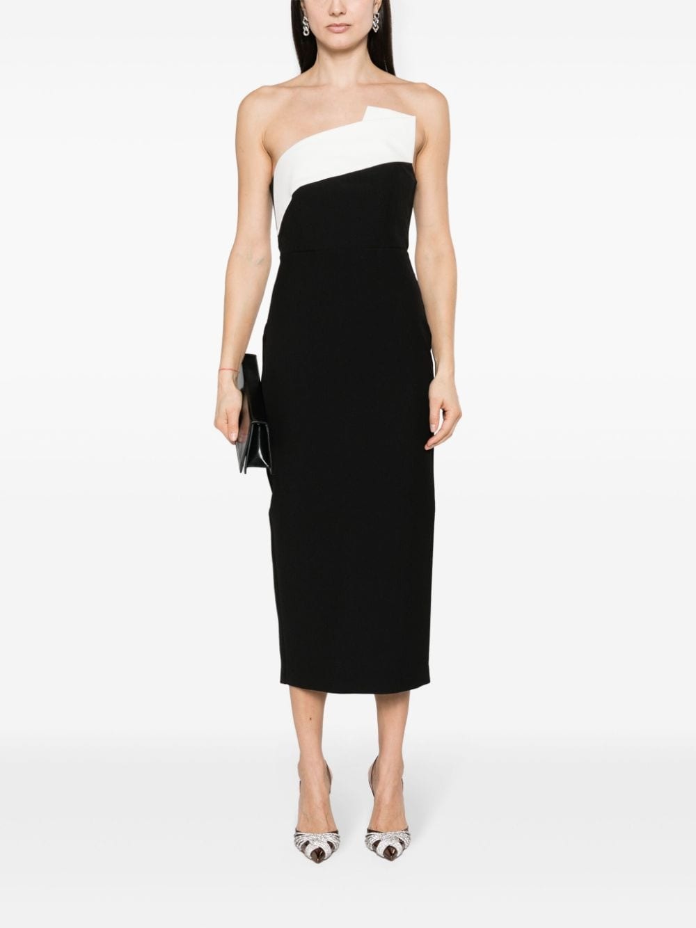 drape-detailed crepe midi dress - 2