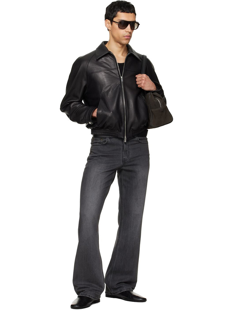 Tonywack Black Vintage Lamb Leather Bomber Jacket outlook