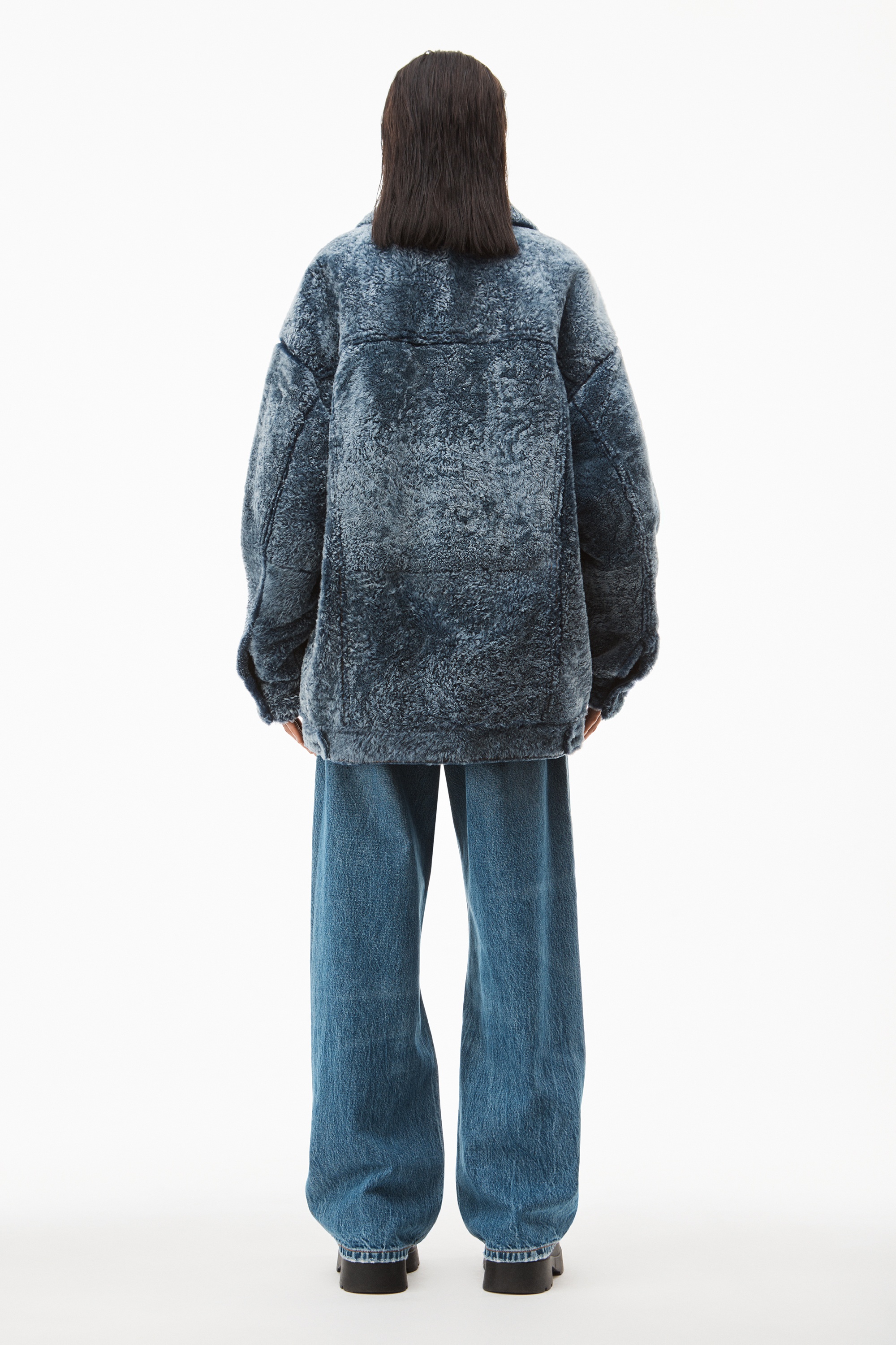 TUXEDO COAT IN TIPPED SHEARLING - 5