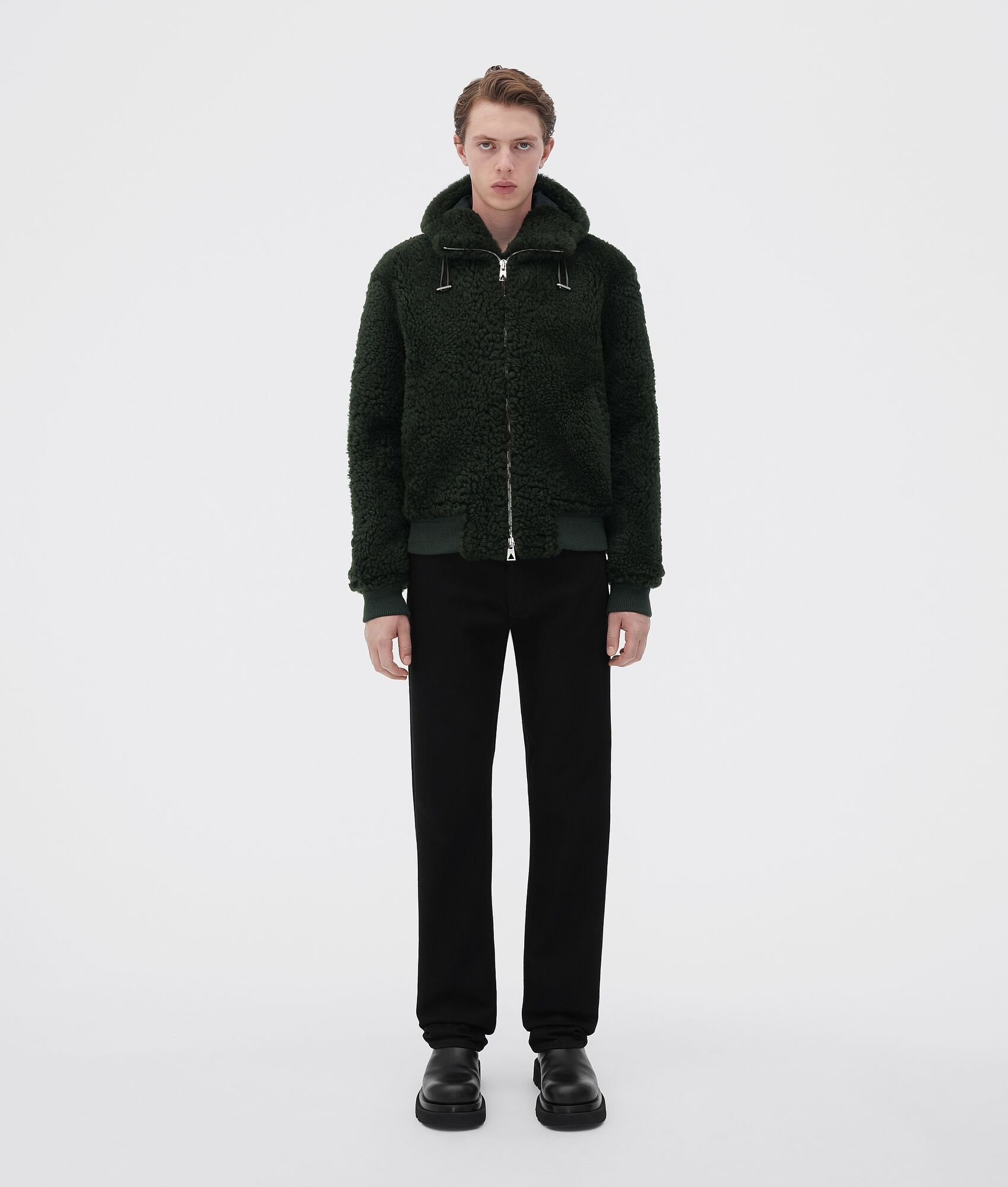 shearling hooded jacket - 1
