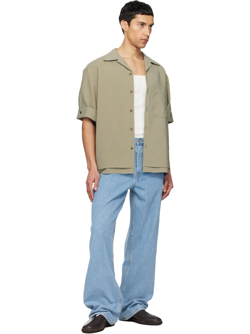 LE17SEPTEMBRE Khaki Double-Layered Open Collar Shirt outlook
