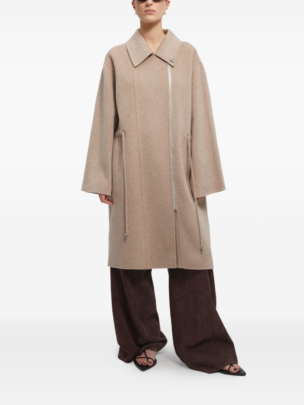 belted zip-front coat - 2
