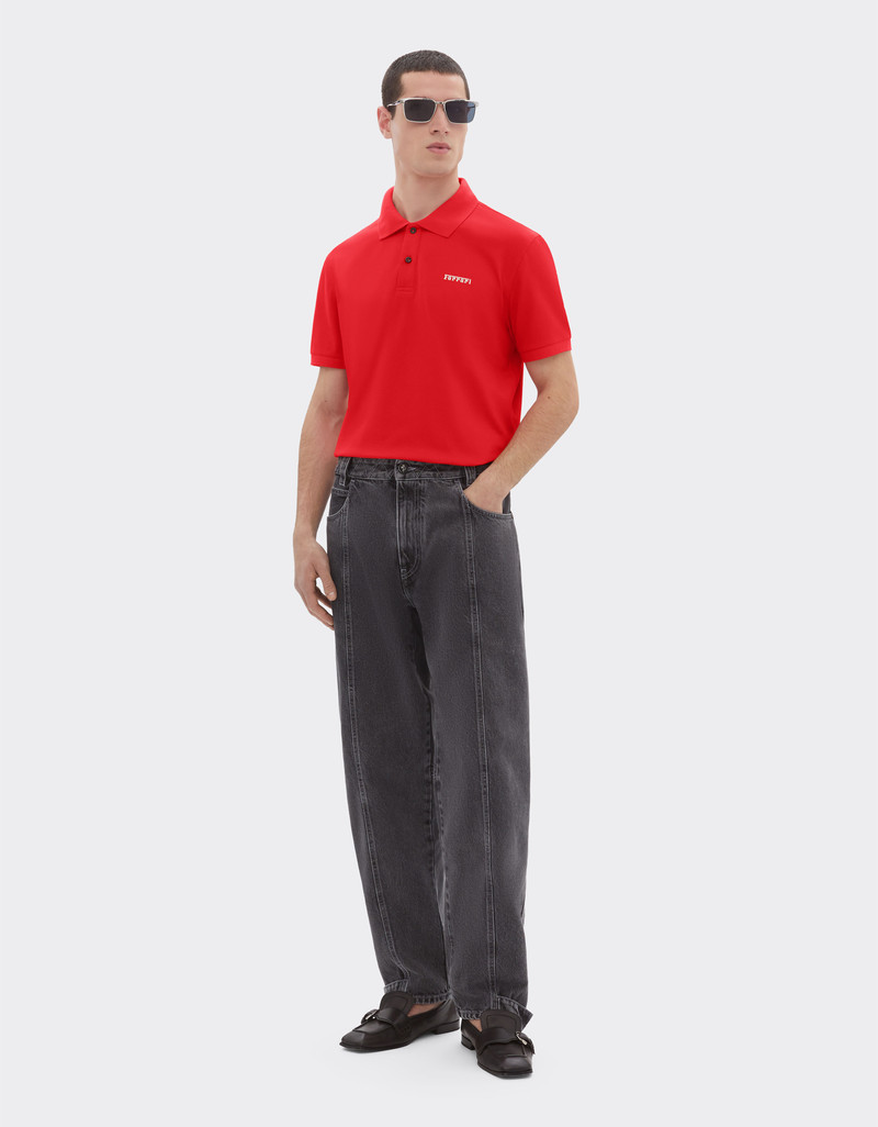 Ferrari Cotton polo shirt with Ferrari logo outlook