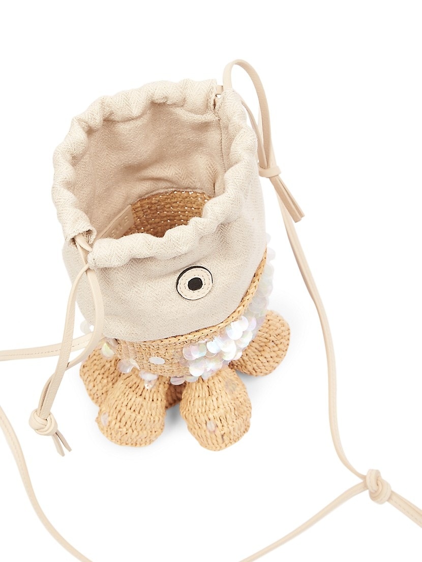 Loewe LOEWE x Paula's Ibiza Canvas & Raffia Fish Pouch