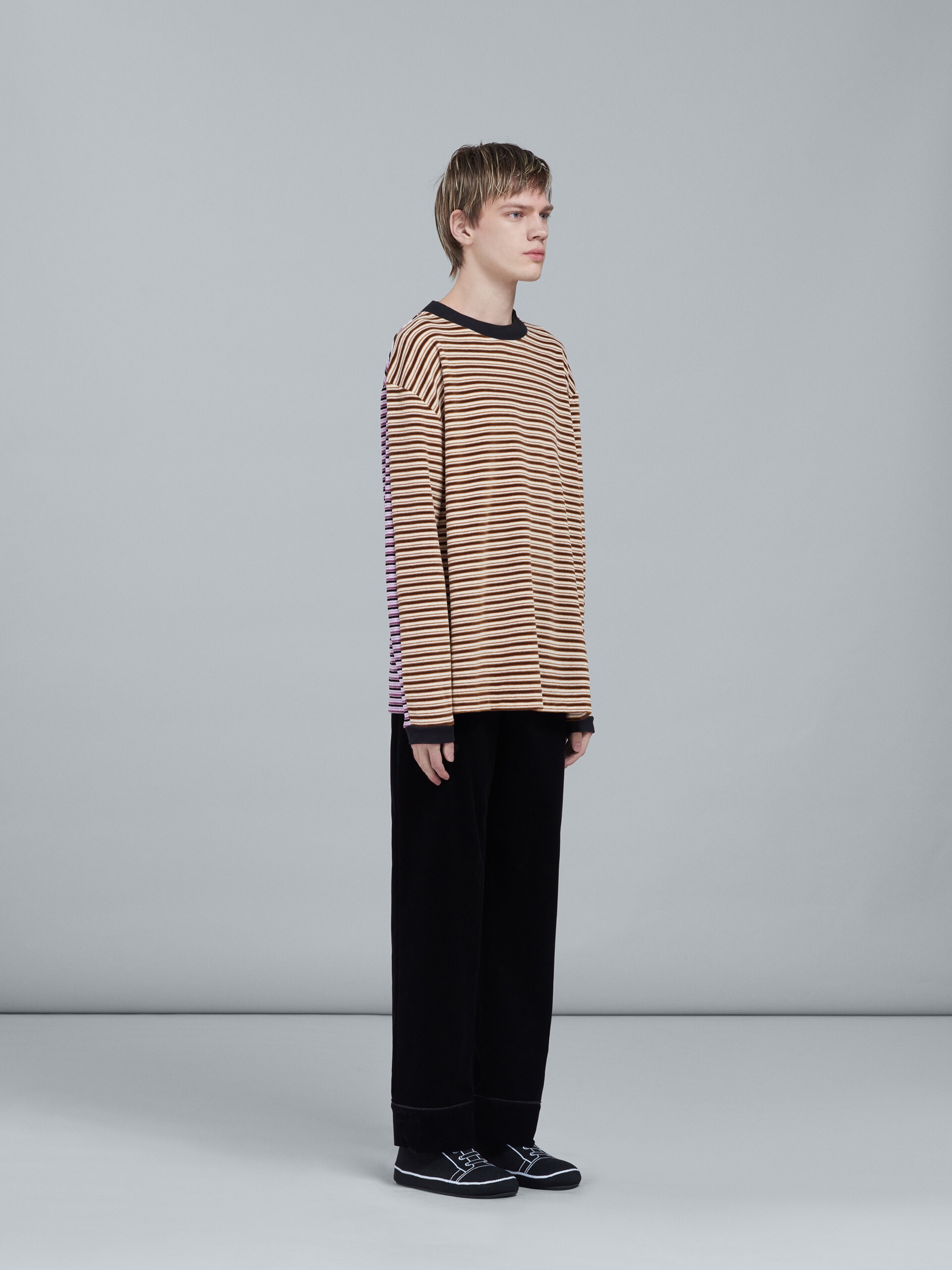 STRIPED VELOUR LONG-SLEEVED T-SHIRT - 5