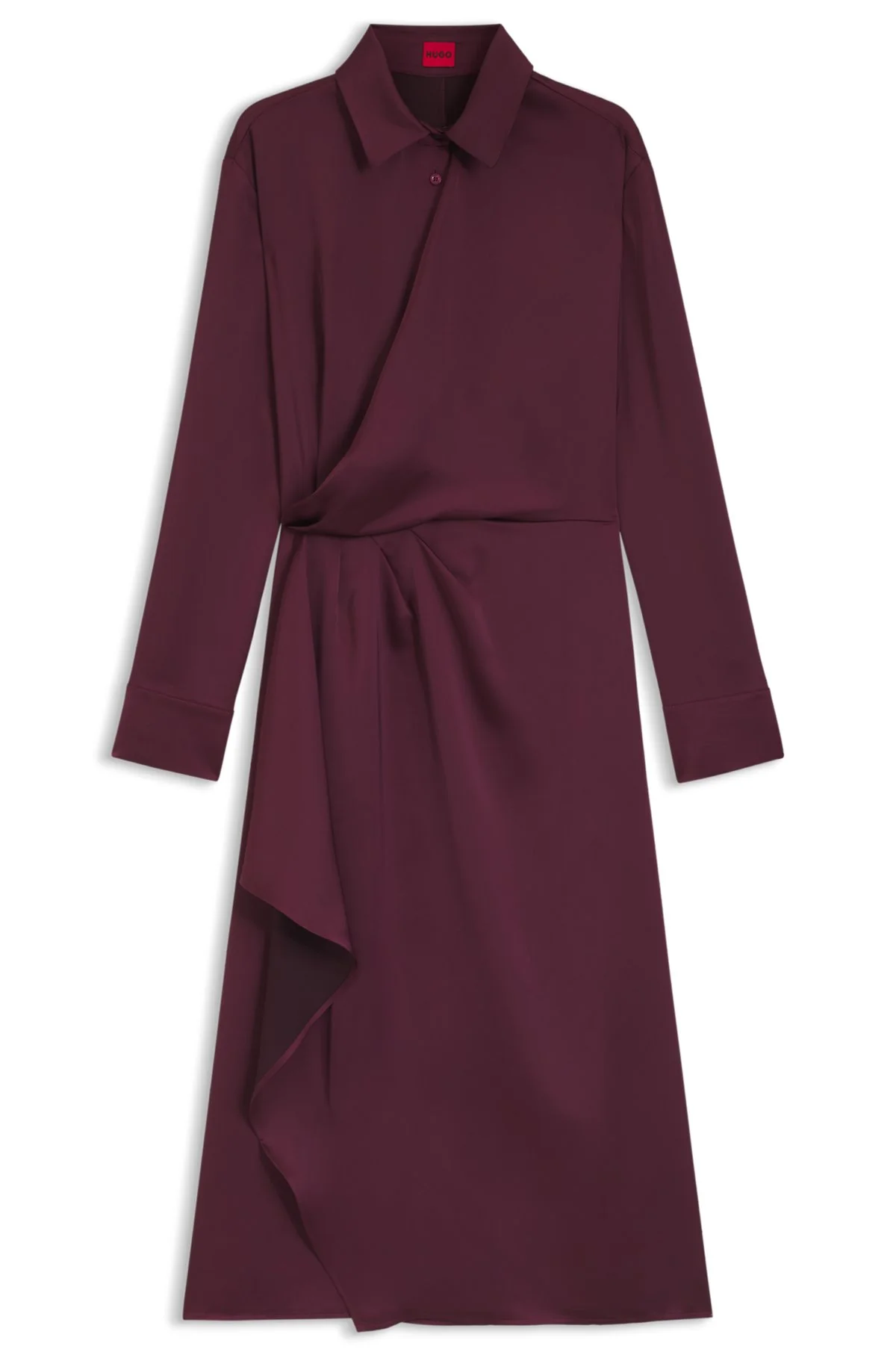 DRAPE-DETAIL MIDI DRESS IN SATIN - 1