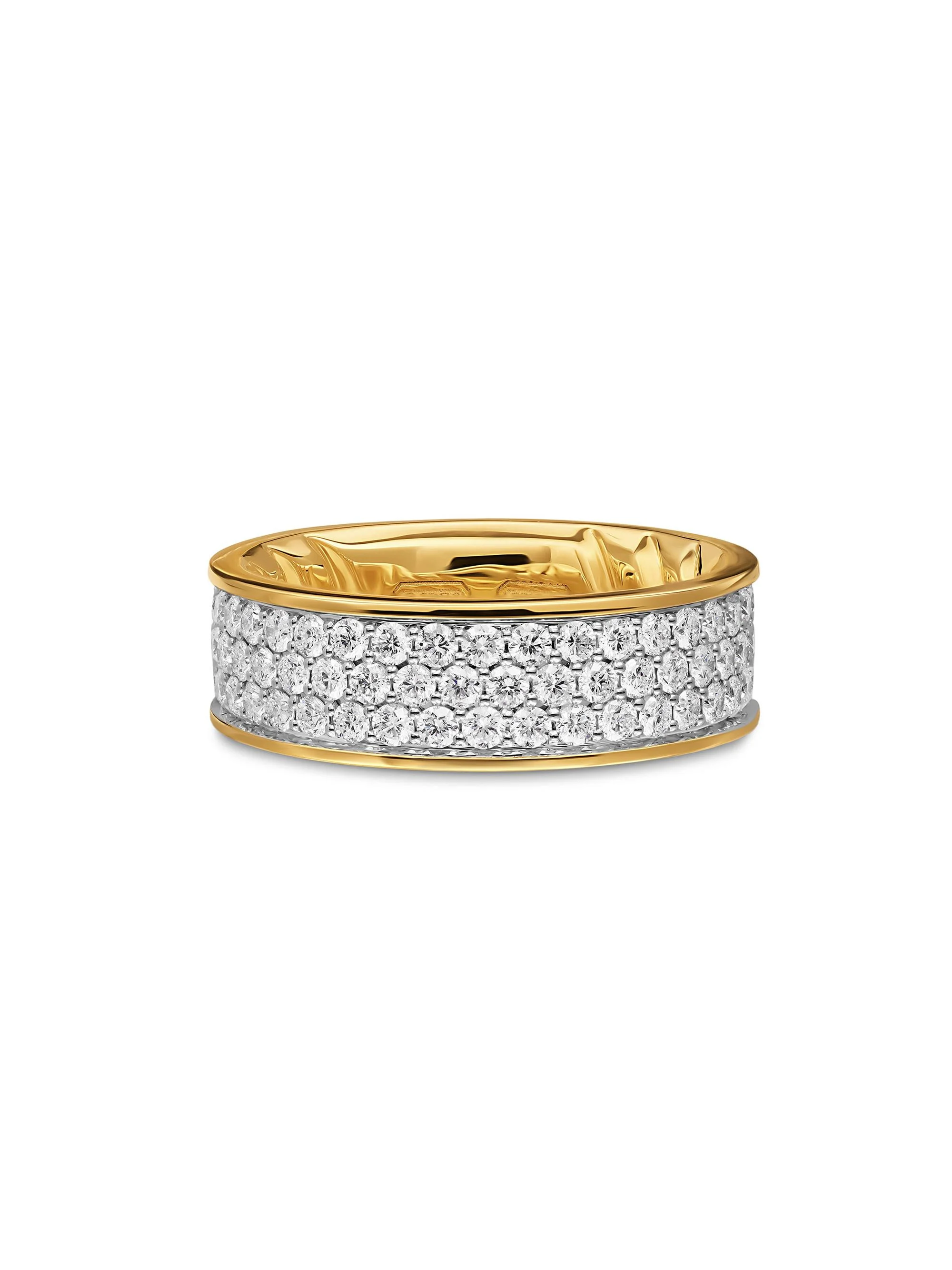 Men's Streamline Band Ring in 18K Yellow Gold - Diamond - 1