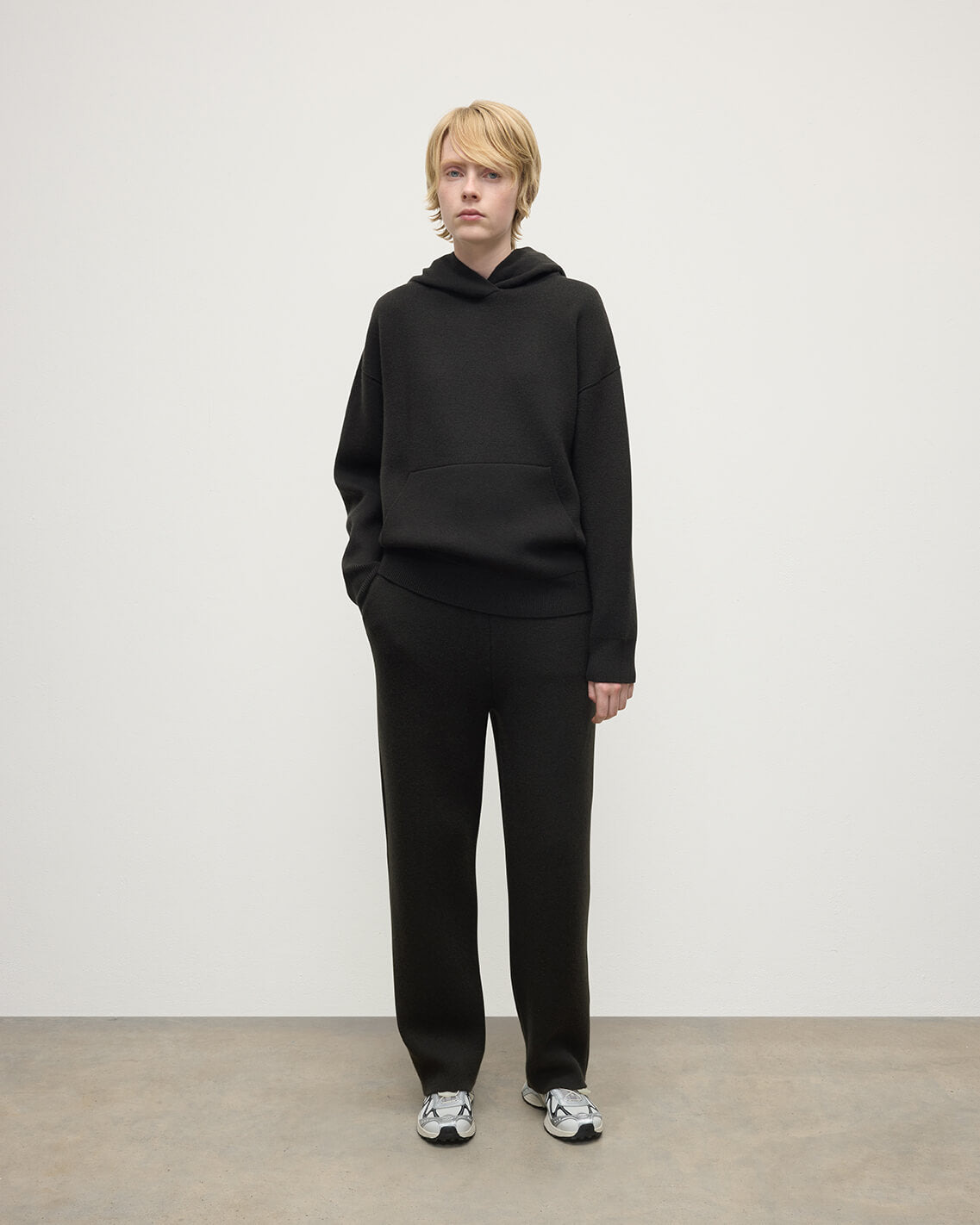 Double-Face Black Cashmere Hoodie - 2