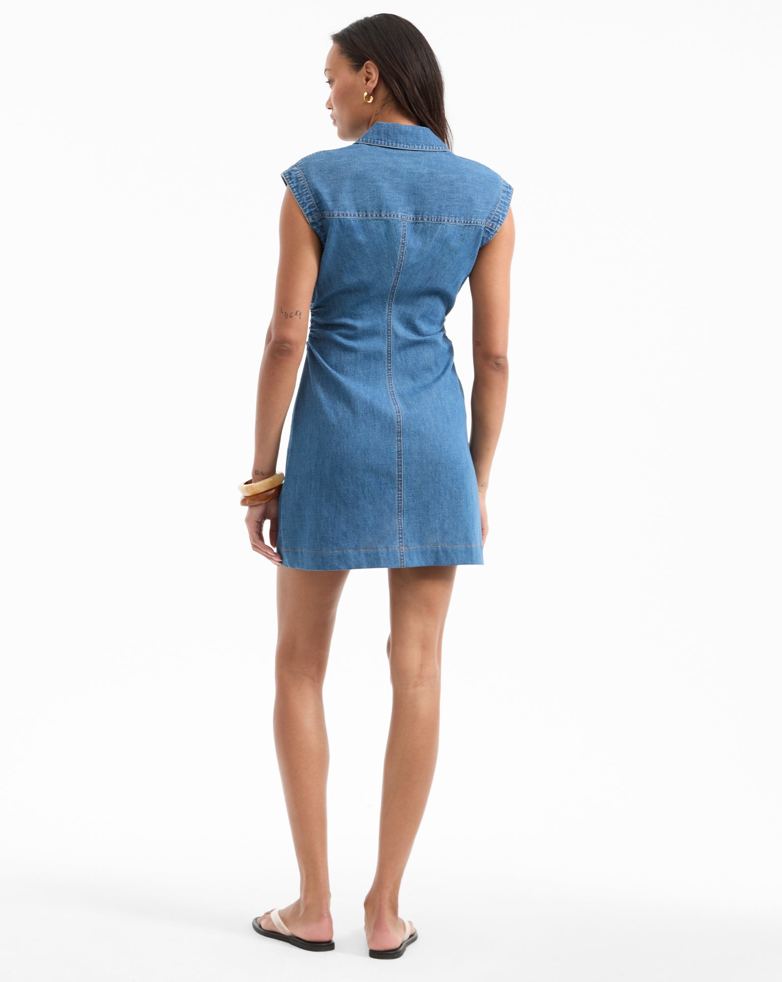 MAURA RUCHED DENIM DRESS - 6