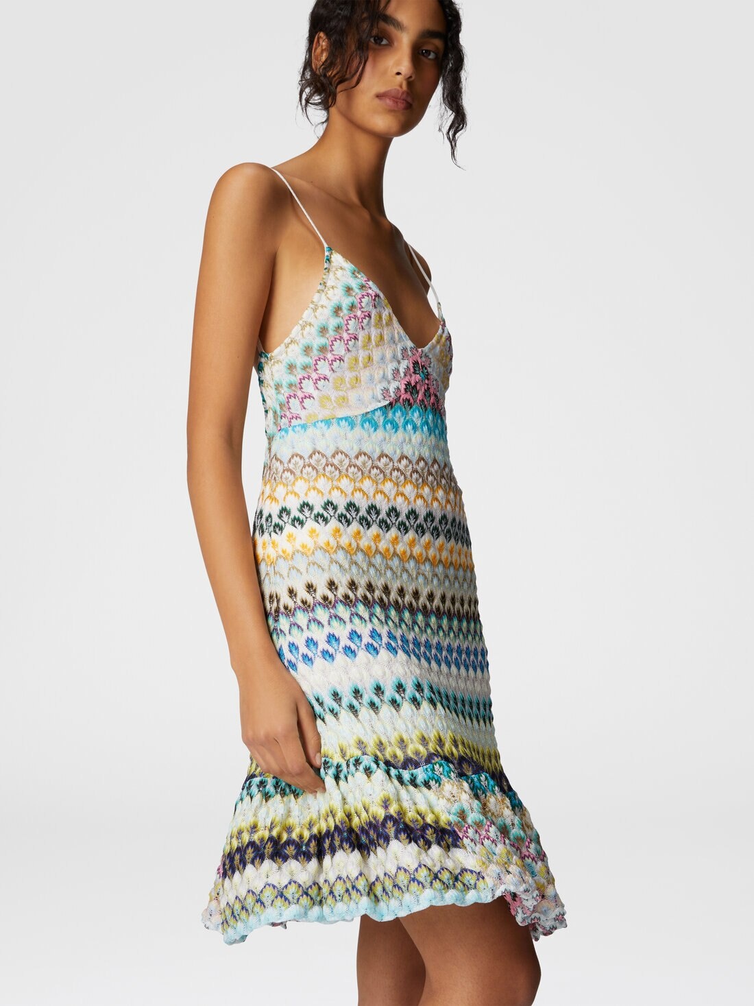 Sleeveless mini dress with lace tiered skirt - 4