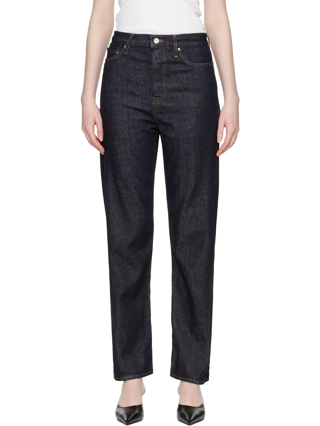 Blue Twisted Seam Full Length Jeans - 1