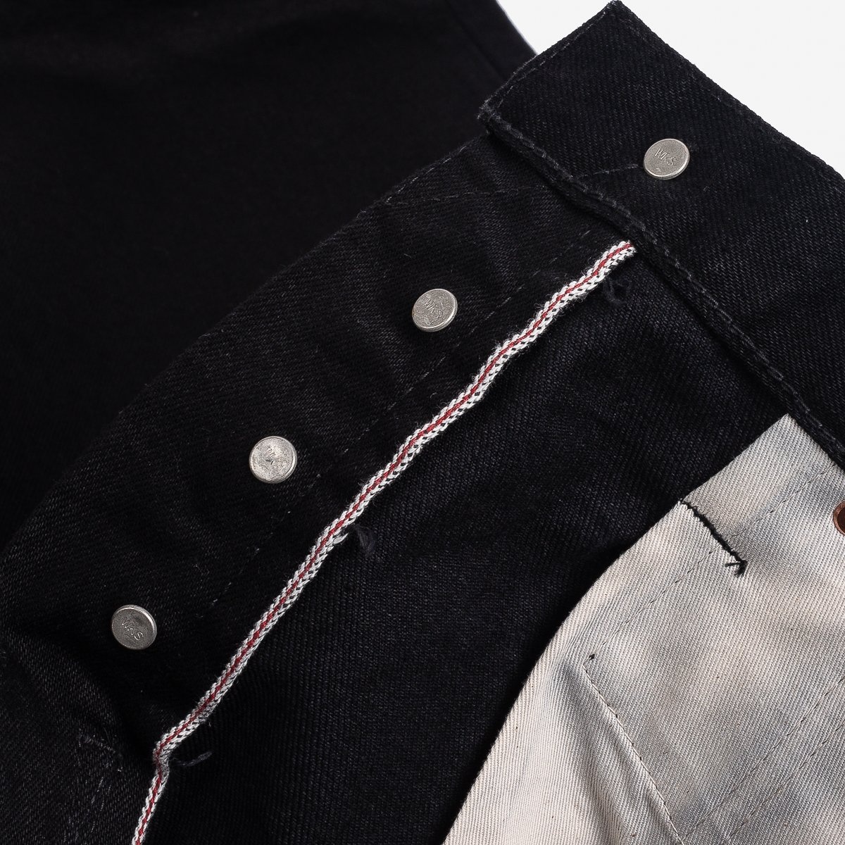 IH-666S-142bb 14oz Selvedge Denim Slim Straight Cut Jeans - Black/Black - 12