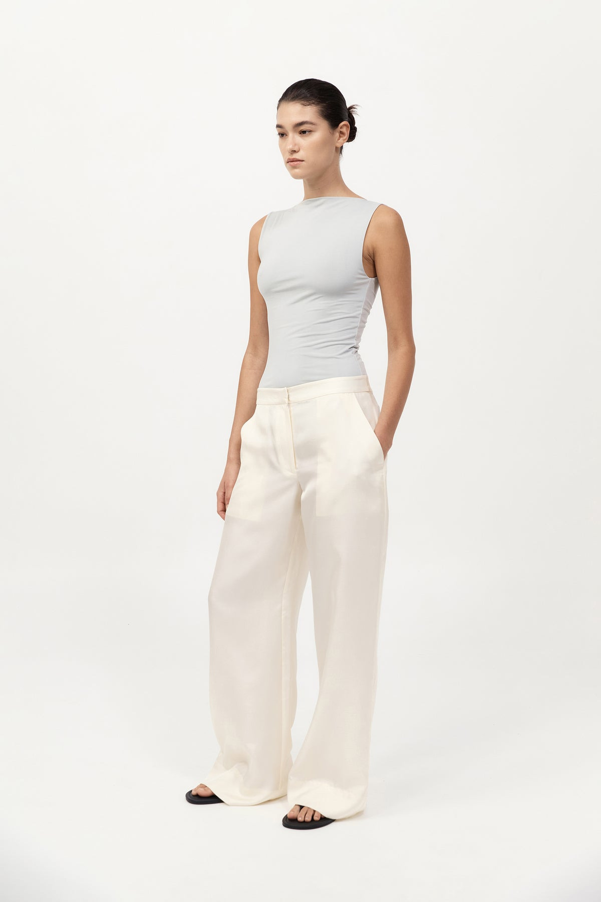 Cupro Jersey Top - Silver - 4