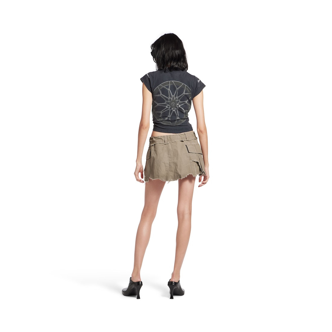 Women's Cargo Mini Skirt in Dark Beige - 4