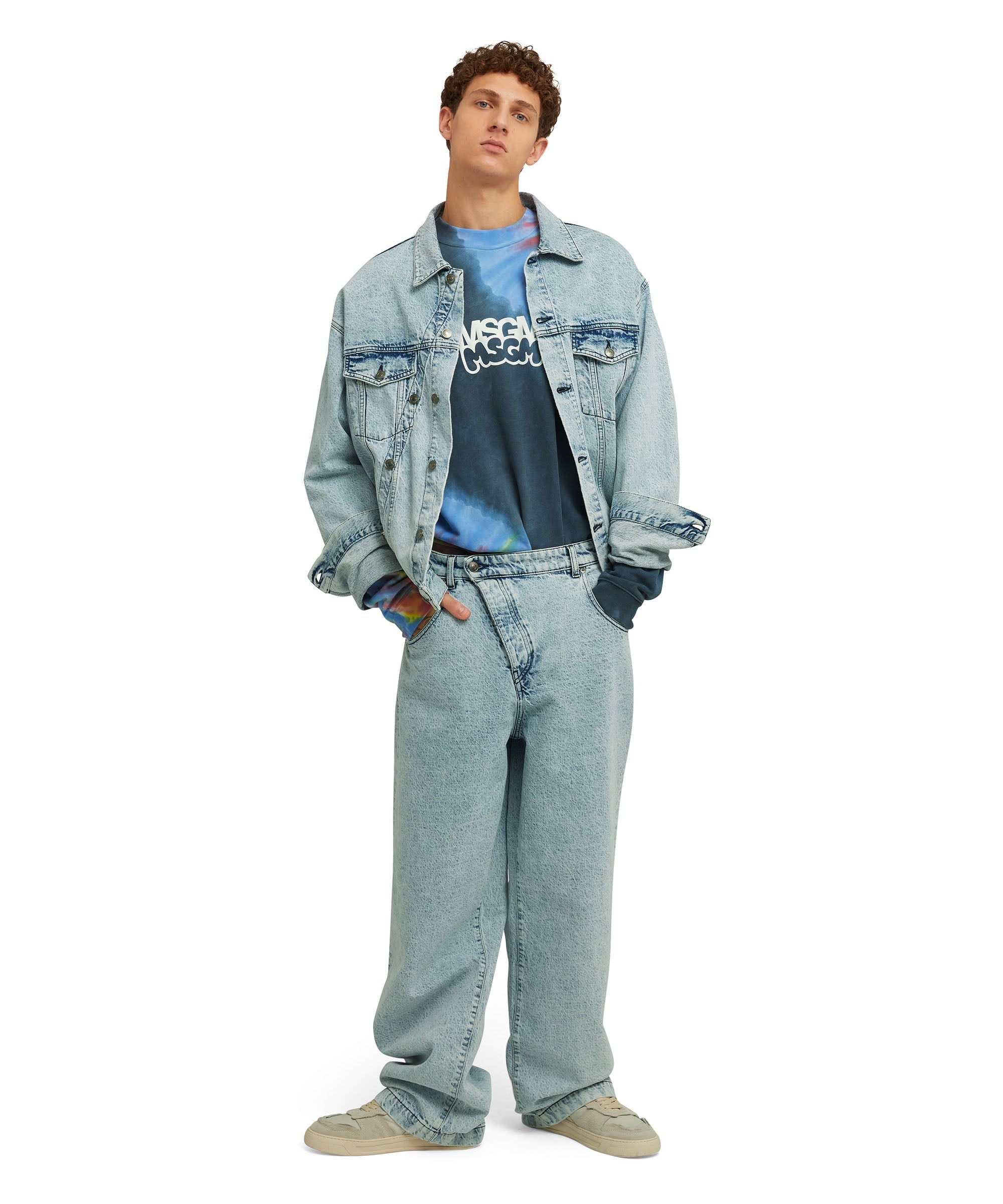 スウェット・トレーナー MSGM Logo print tie dye sweatshirt by Burro Studio MSGM Tie-dye cotton crewneck sweatshirt with logo and