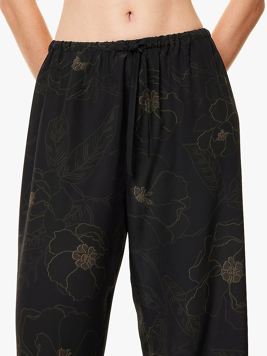 Puvis Bis floral-pattern wide-leg silk trousers - 5