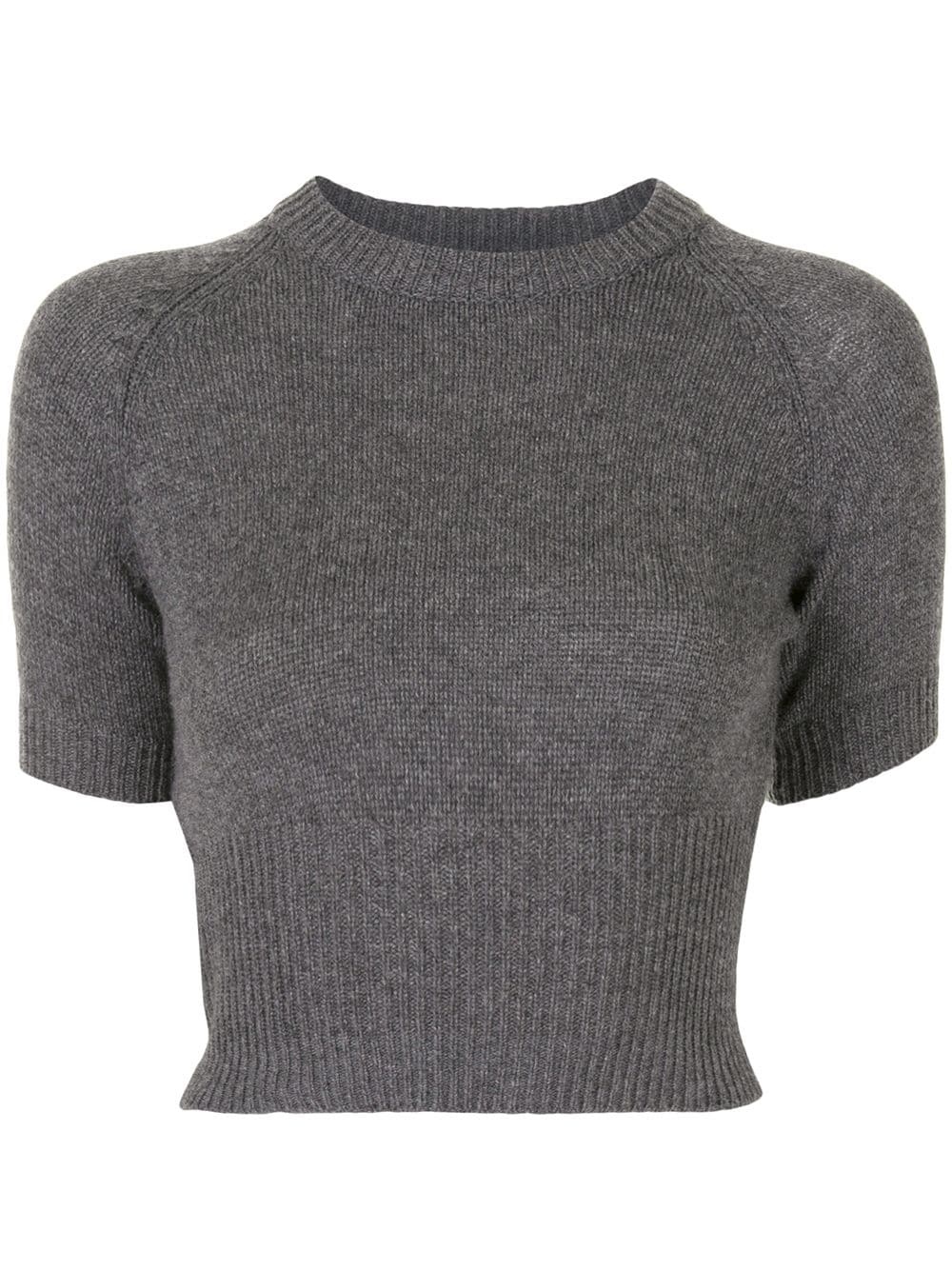 cropped knitted short-sleeve jumper - 1