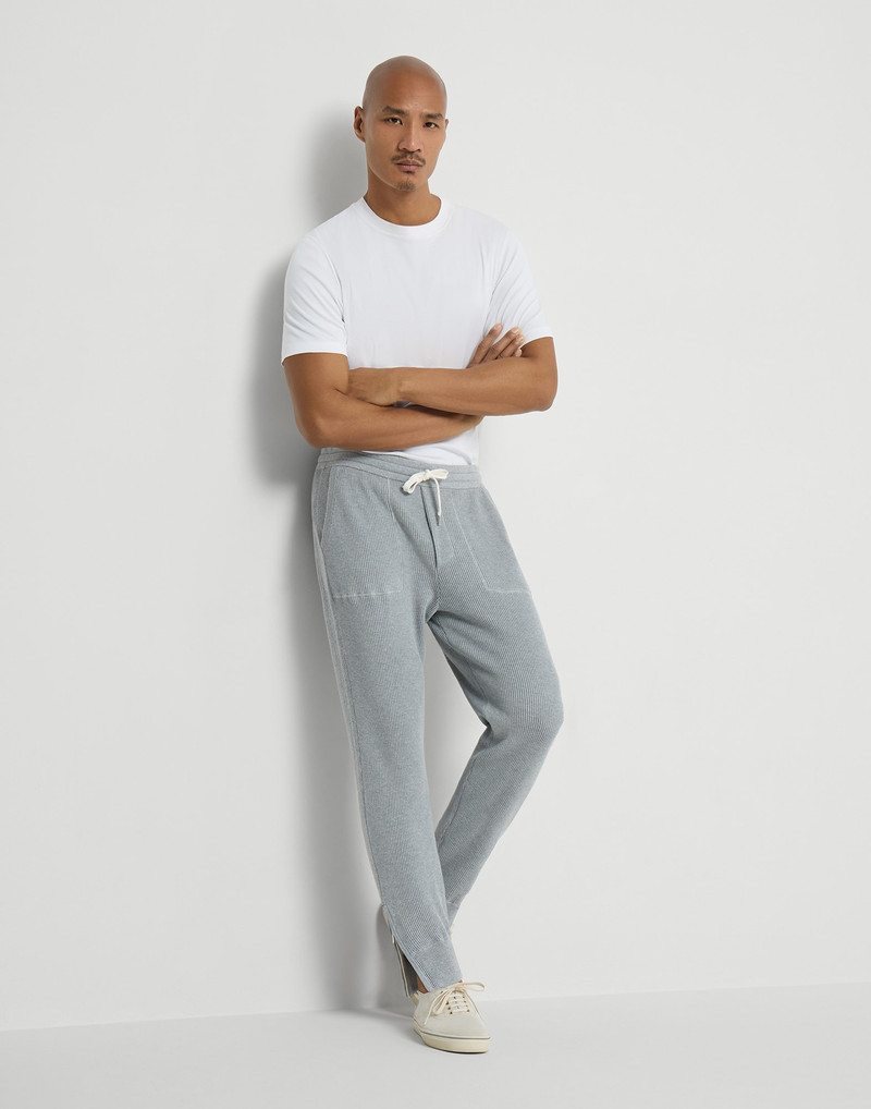 Cotton English rib knit trousers with zipper cuffs 5