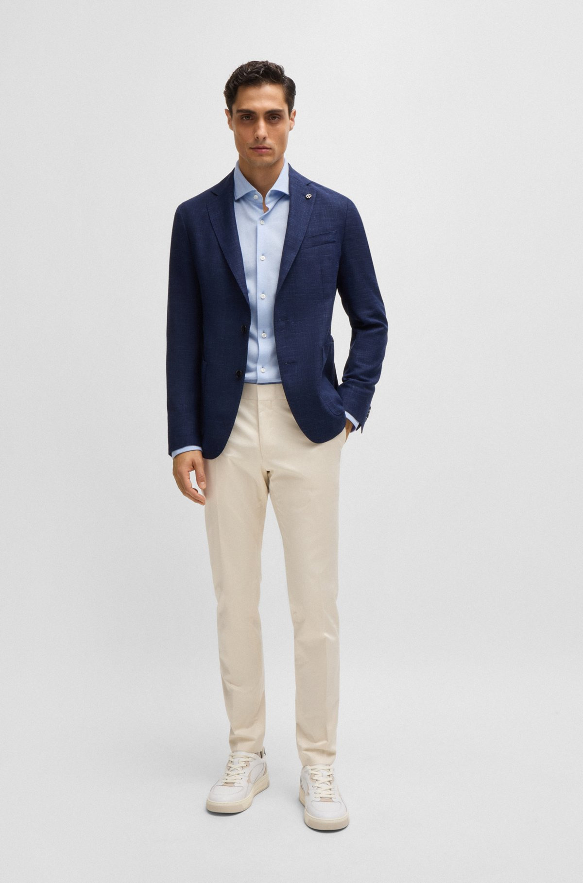 CASUAL-FIT SHIRT IN JACQUARD-PATTERNED COTTON JERSEY - 4