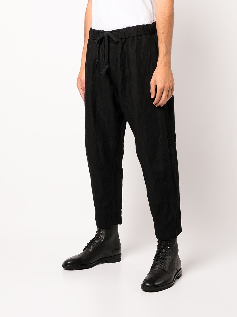 cropped drawstring-waist trousers - 3