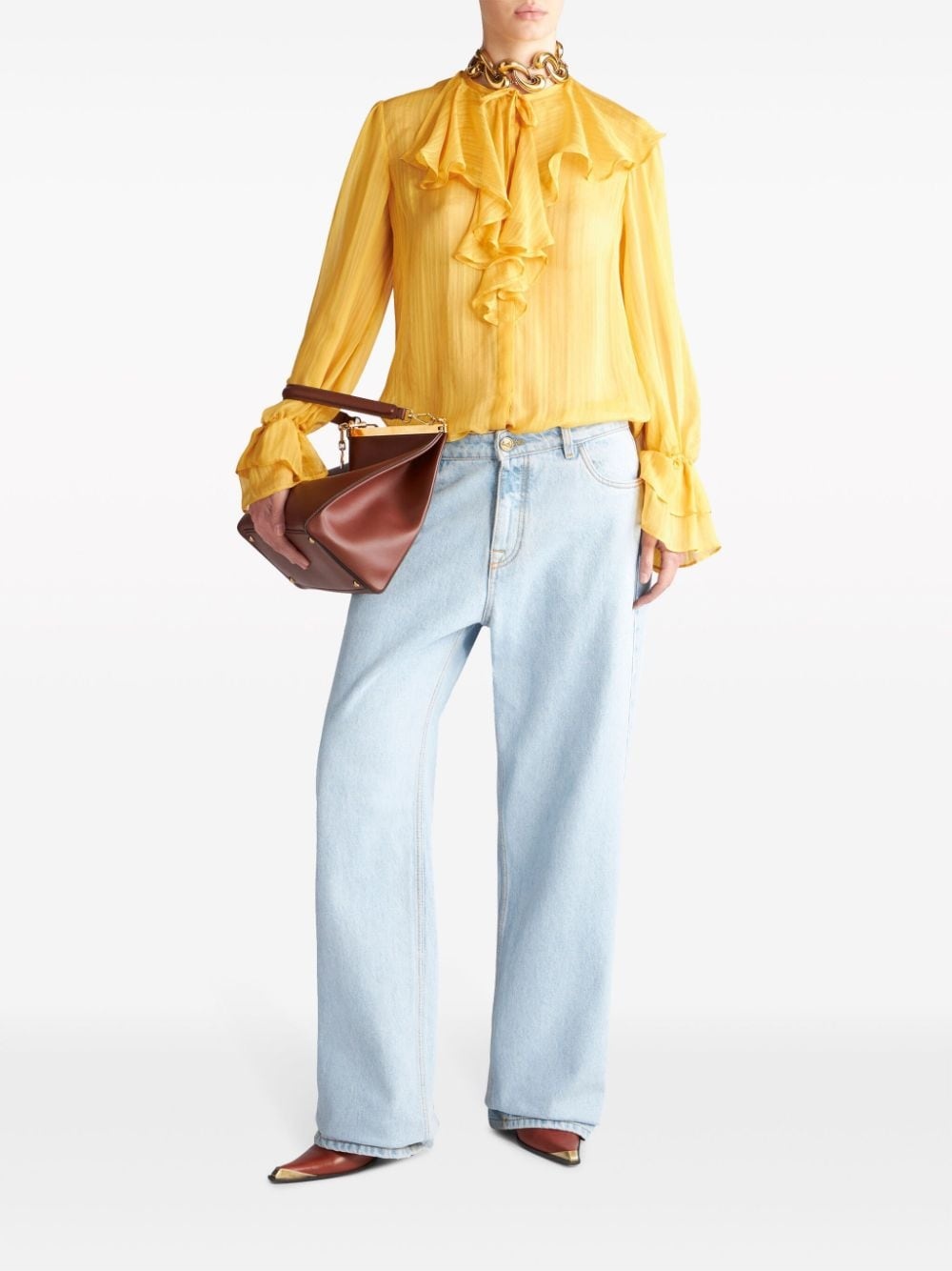 plissÃ©-effect silk shirt - 2