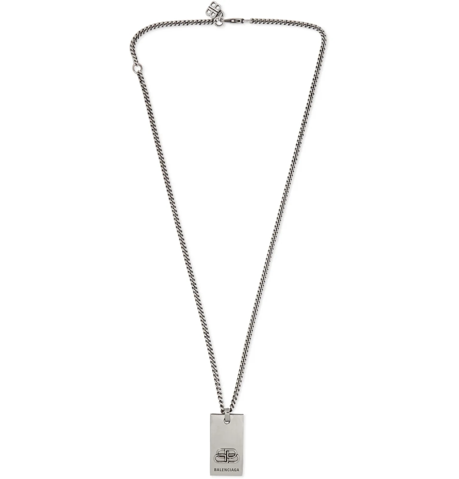 Logo-Engraved Silver-Tone Necklace - 1