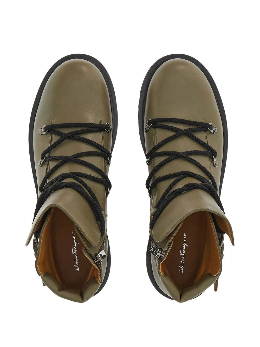 round-toe leather boots - 4