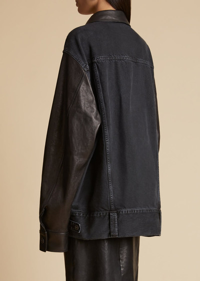 KHAITE The Grizzo Jacket in Prescott and Black Leather outlook