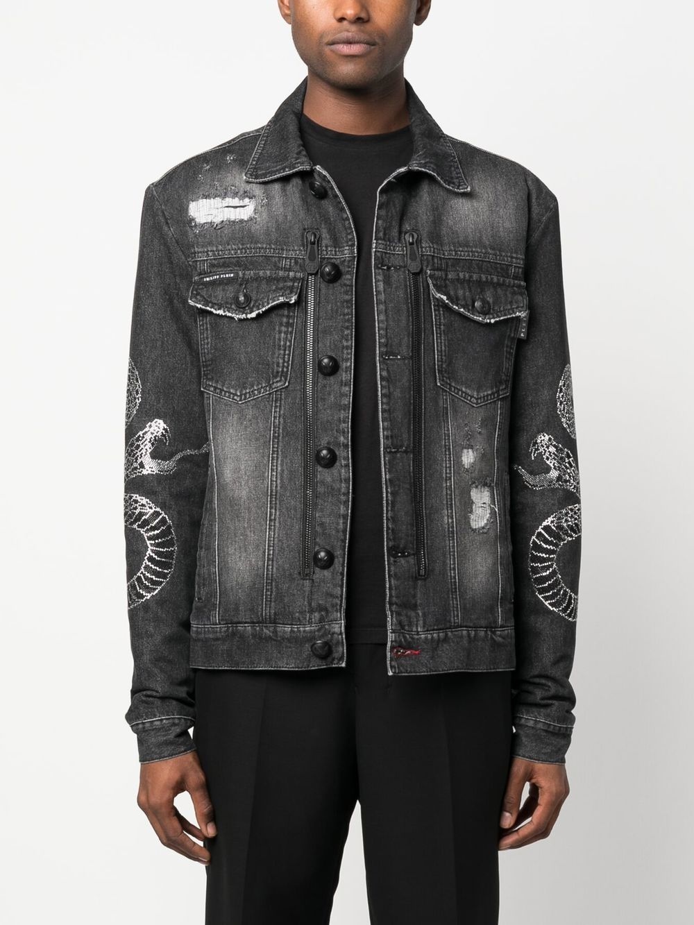 snake denim jacket - 3