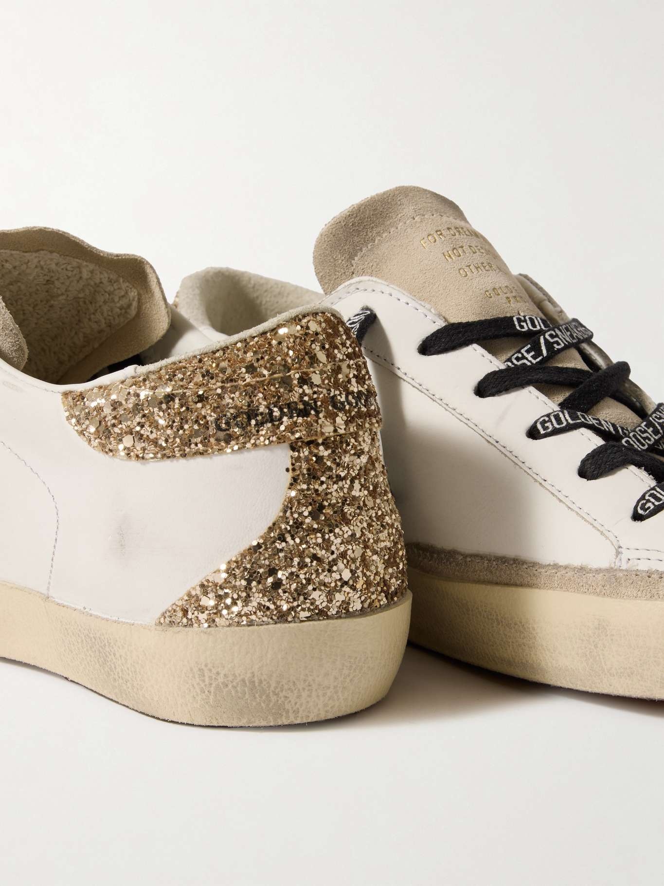 Super-Star distressed suede-trimmed glittered leather sneakers - 4