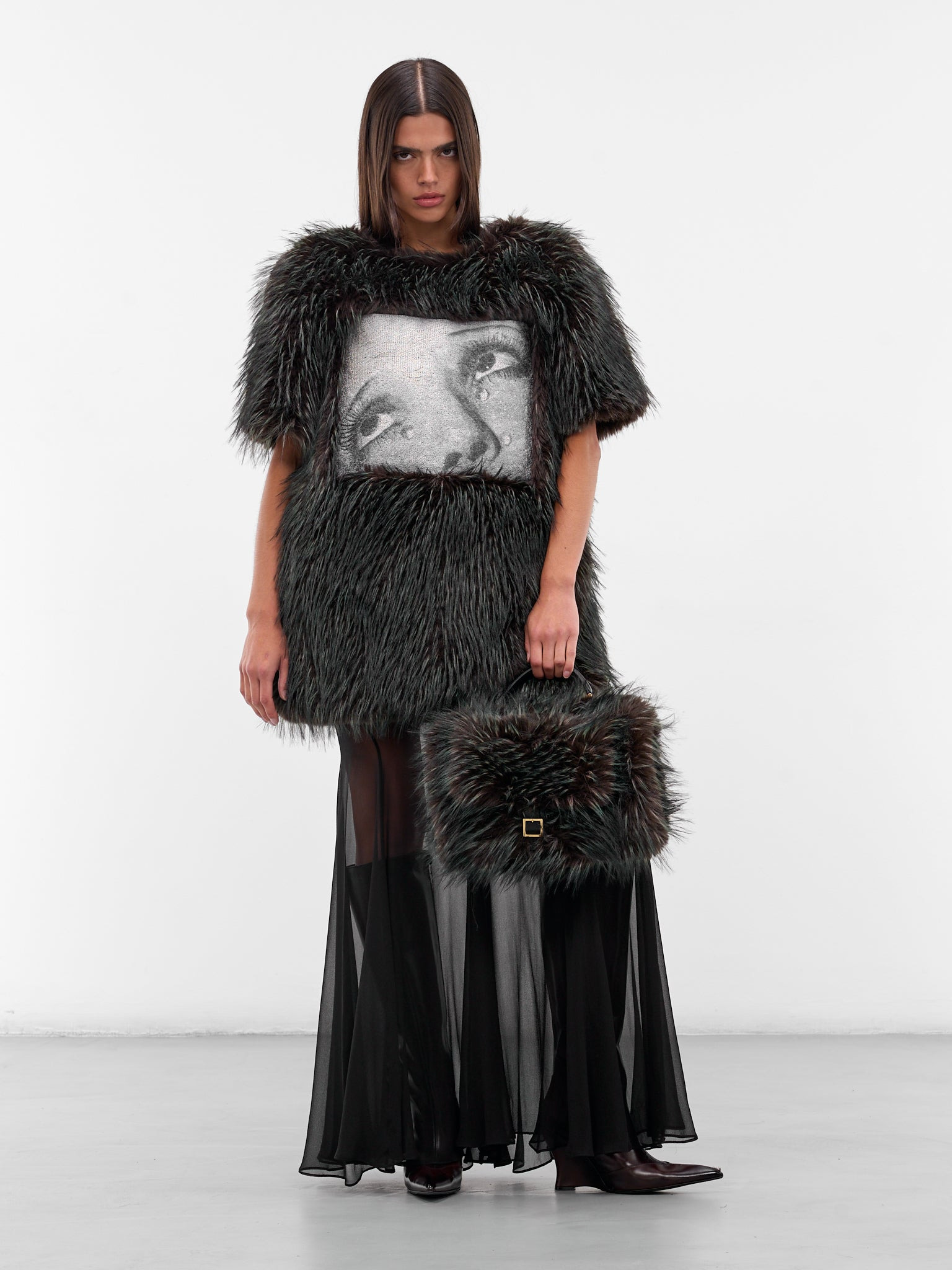 Green Graphic Faux Fur Sweater - 6
