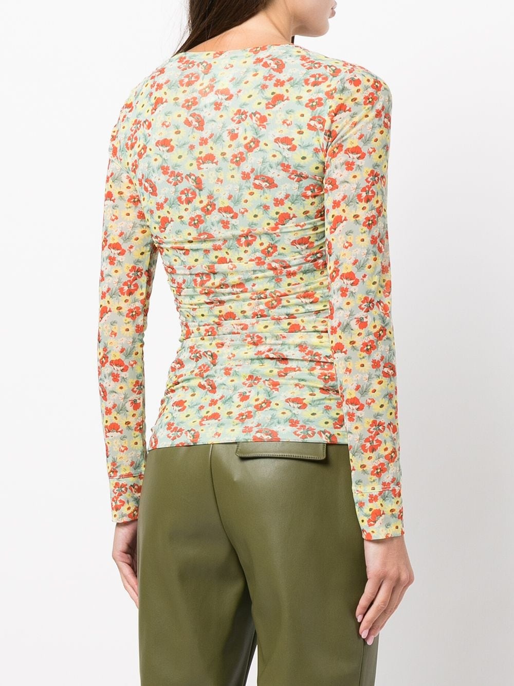 floral-print mesh top - 4