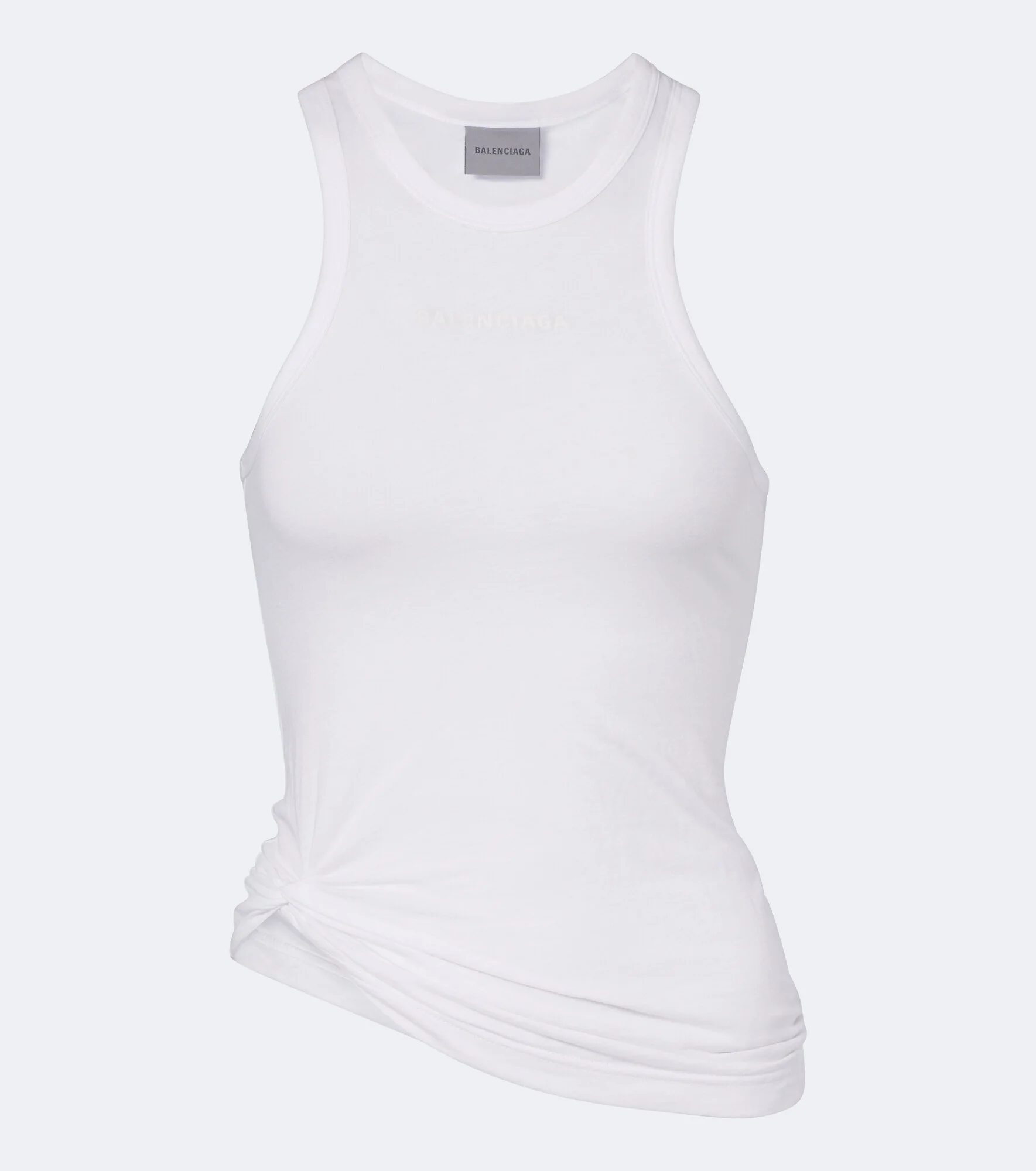 Logo gathered cotton jersey tank top - 1