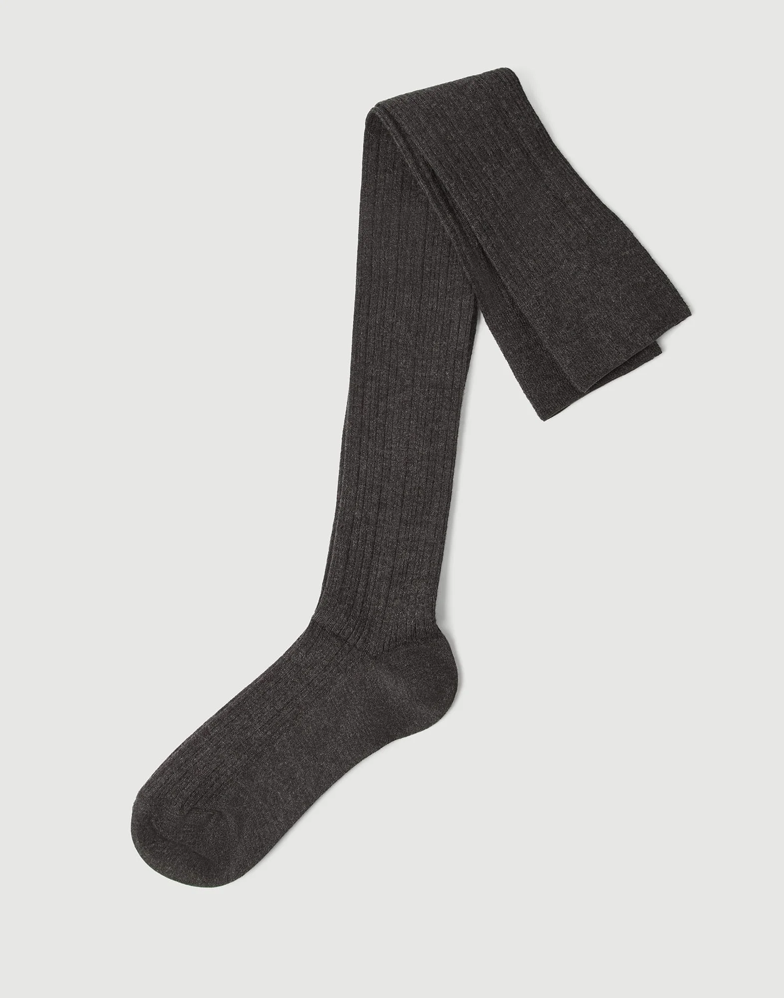 Stretch cashmere rib knit socks - 1