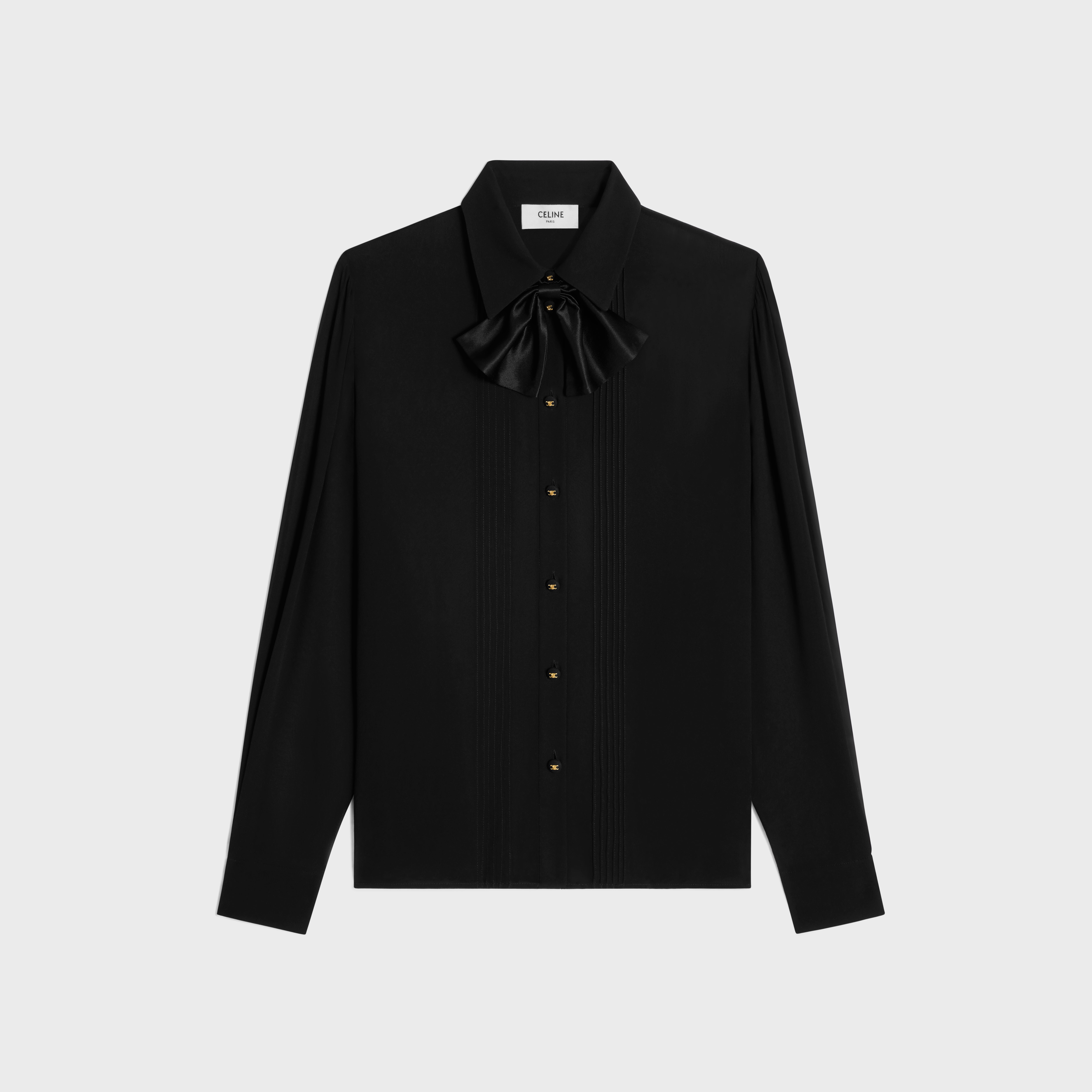 blouse with bow in silk georgette - 1