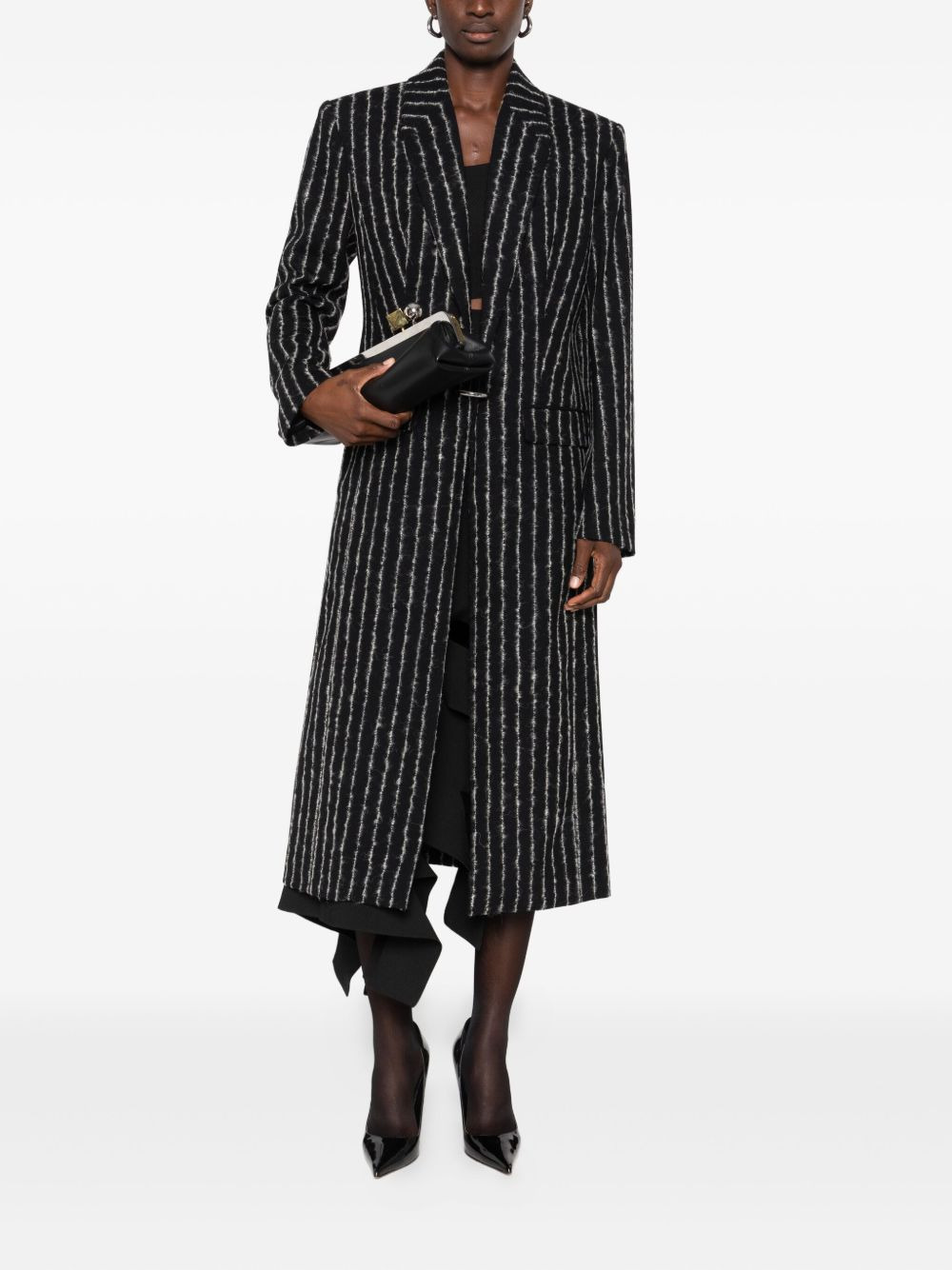 pinstripe wool coat - 2