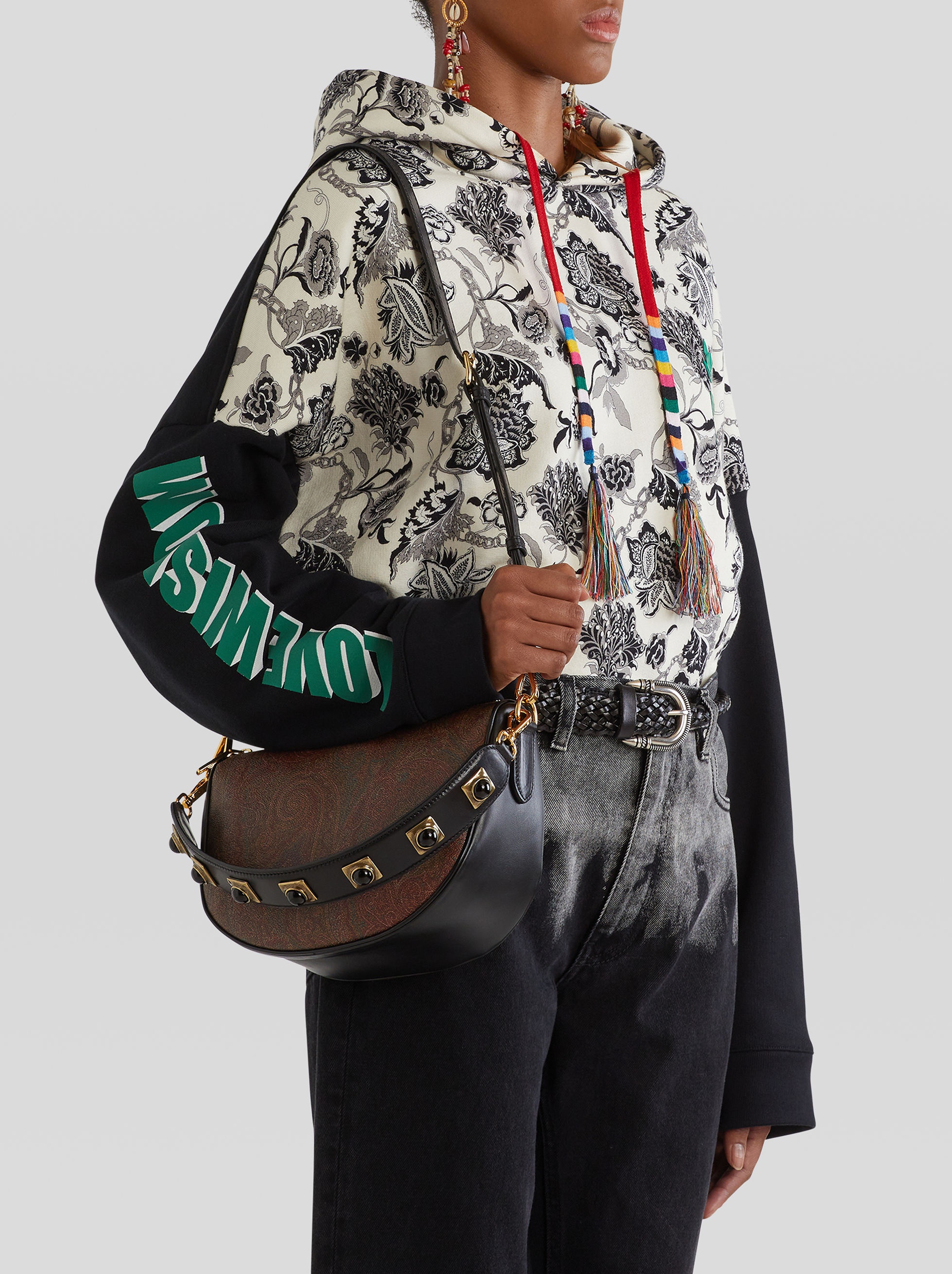 CROWN ME PAISLEY SHOULDER BAG WITH STUDS AND STONES - 2