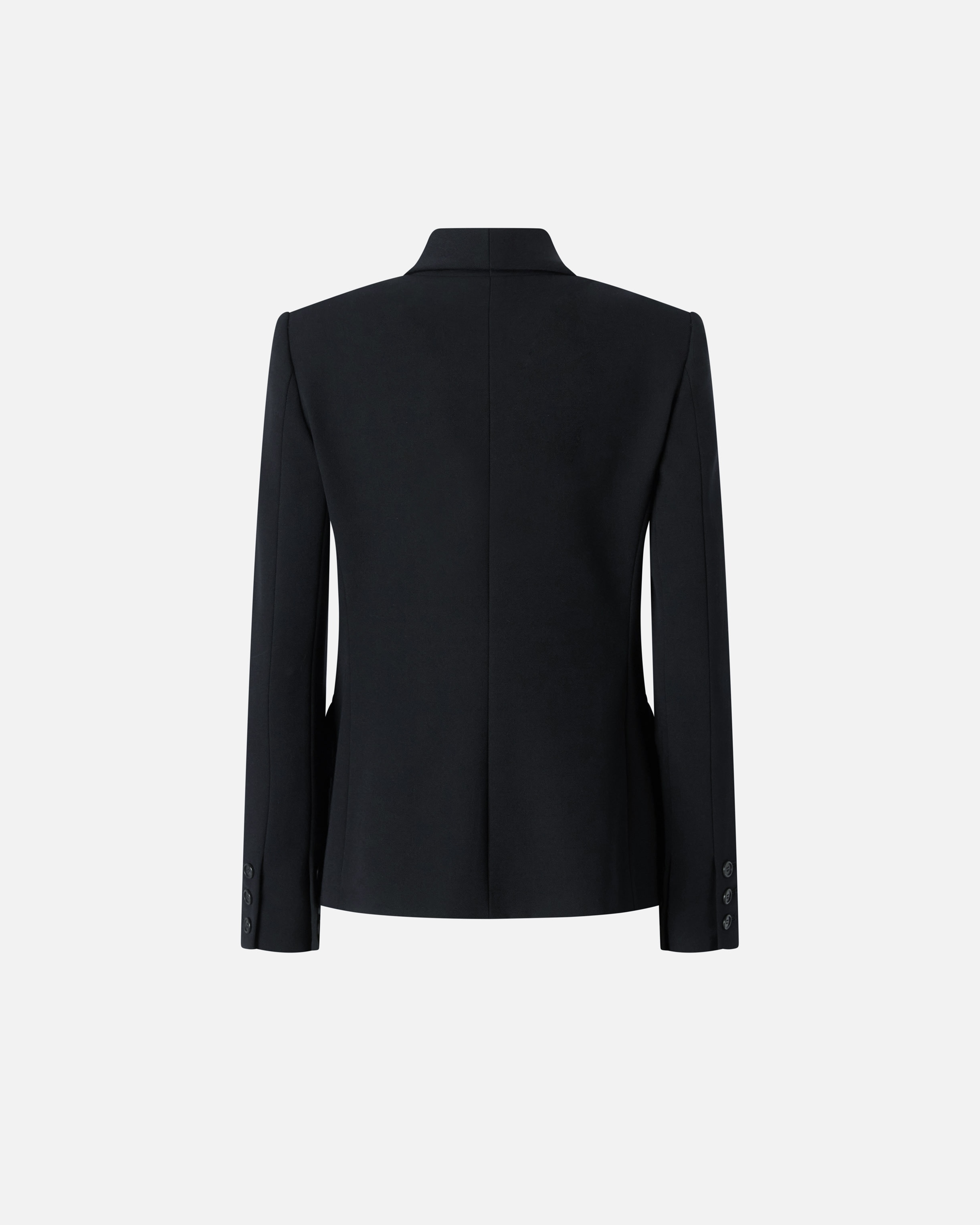 BLACK SINGLE-BREASTED WOOL TWILL BLAZER - 6