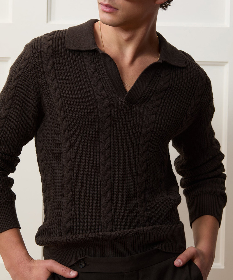 Beechwood Cable Knit Sweater Polo 3